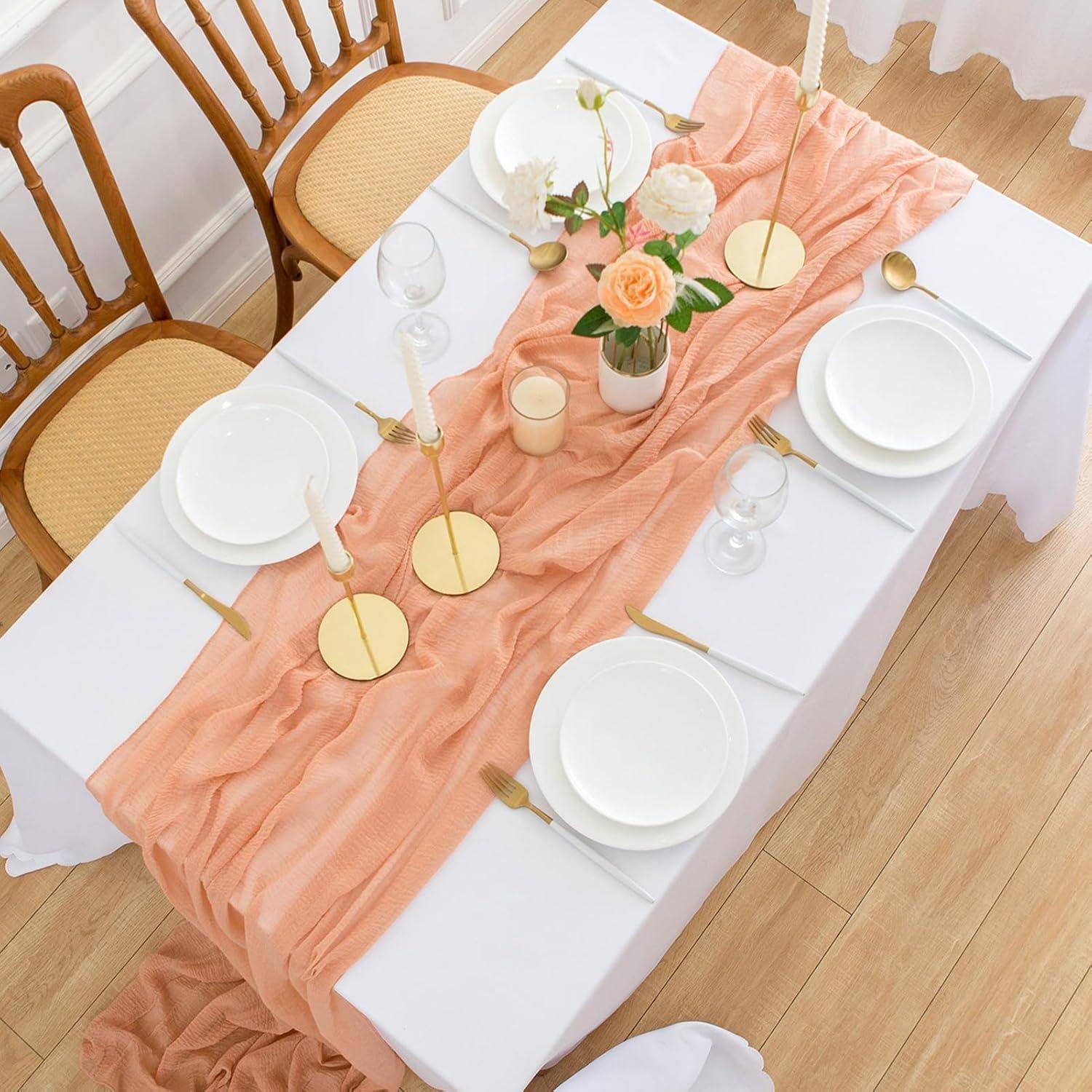 Tischläufer Musselin Apricot Hochzeit 80cm 4m Apricot-19 80 x 400 cm