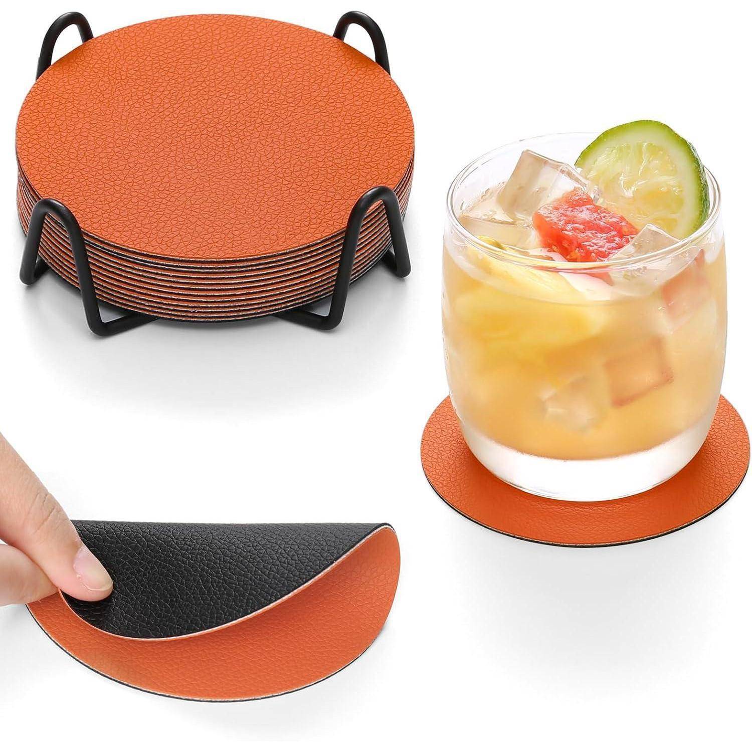 Untersetzer Glasuntersetzer 12er Set Rutschfest Schwarz Orange Rund