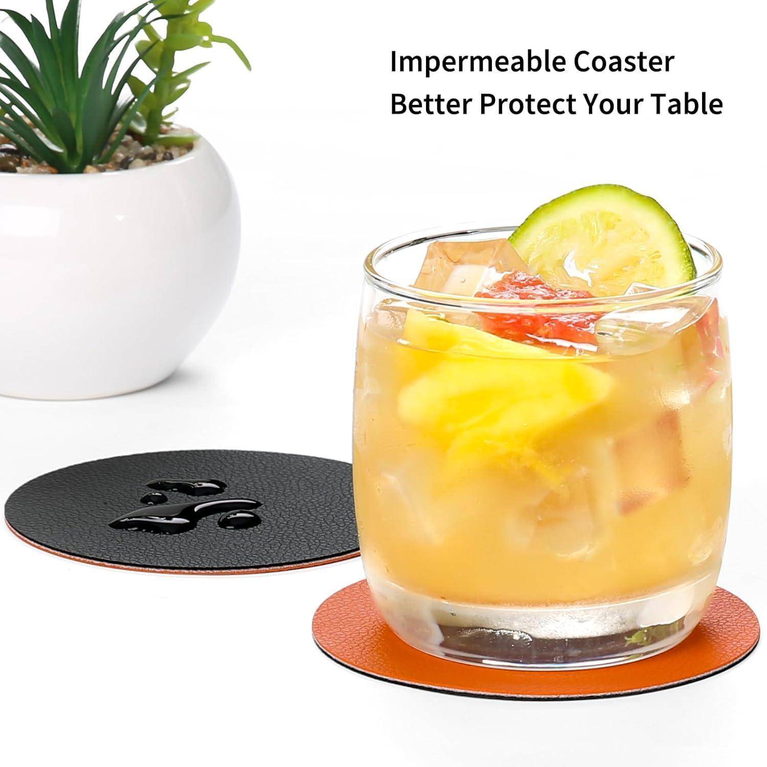 Untersetzer Glasuntersetzer 12er Set Rutschfest Schwarz Orange Rund