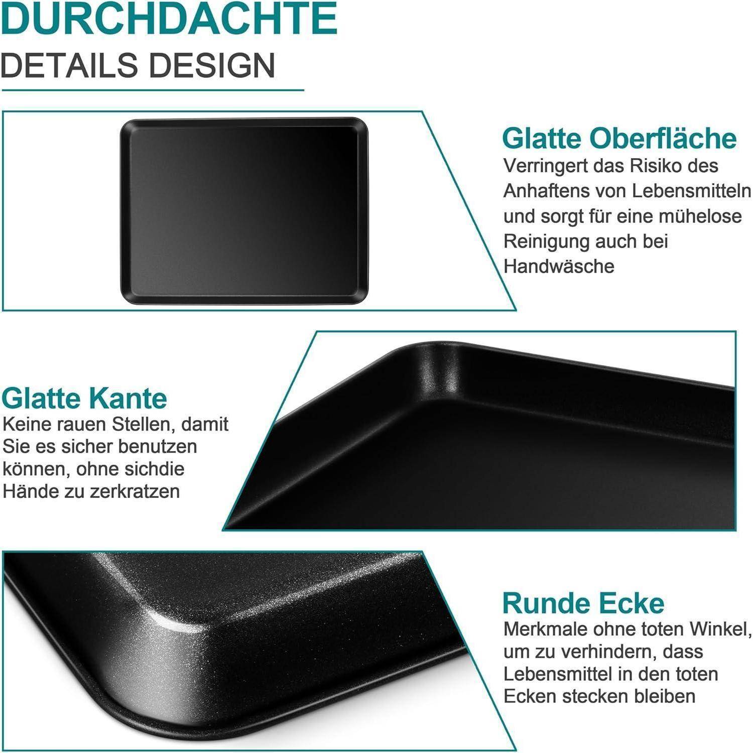 Backblech mini rechteckig Karbonstahl Schwarz 23,6 x 17,6 x 2,5cm