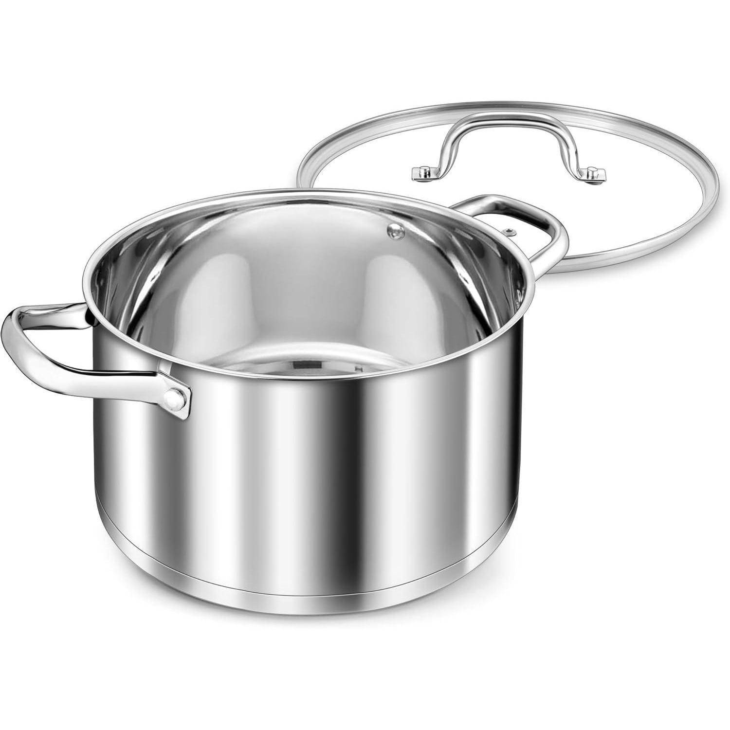 Kochtopf 26cm Induktion Edeastahl Glasdeckel 3 Lagen Boden 7,6 Liter