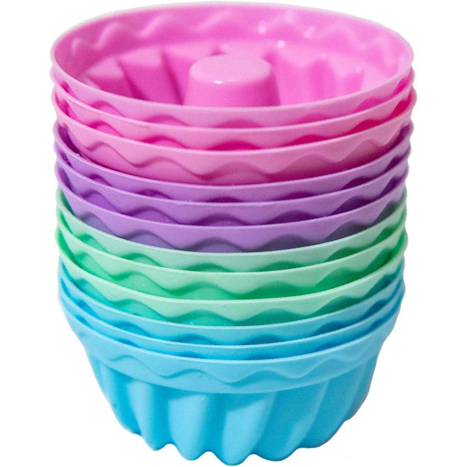 Gugelhupfform Mini Silikon 12 Stück Muffinförmchen Pink-12set