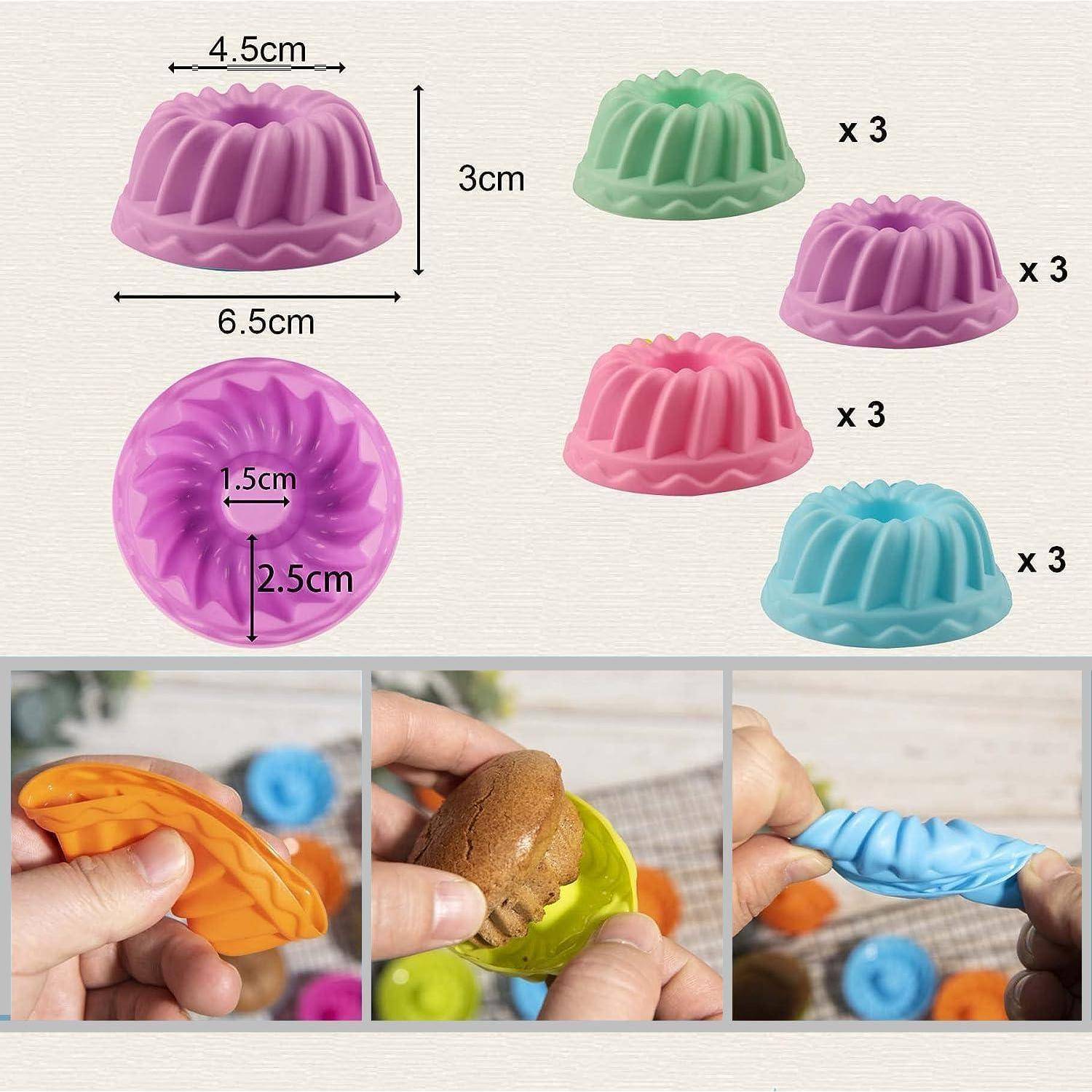 Gugelhupfform Mini Silikon 12 Stück Muffinförmchen Pink-12set