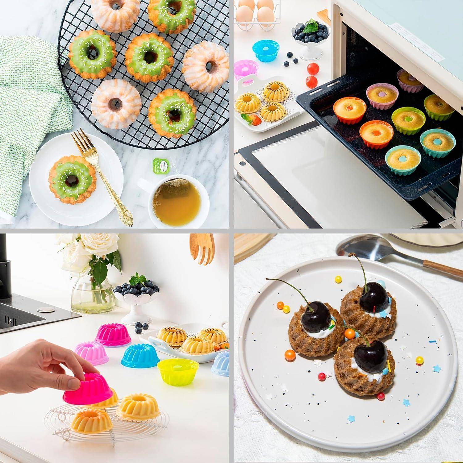 Gugelhupfform Mini Silikon 12 Stück Muffinförmchen Pink-12set
