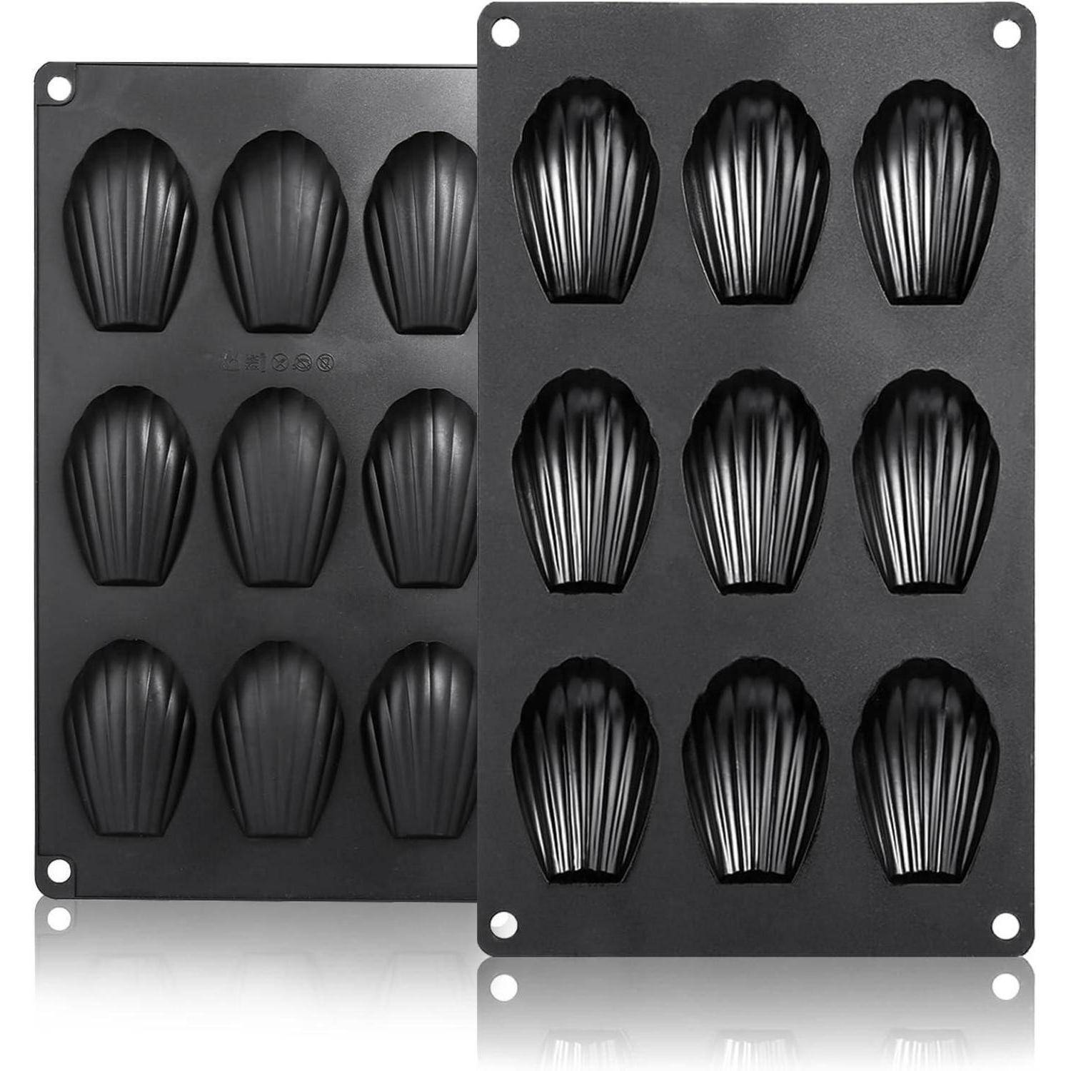 Madeleine Backformen Silikon 2 Stück schwarz 9 Mulden Grau