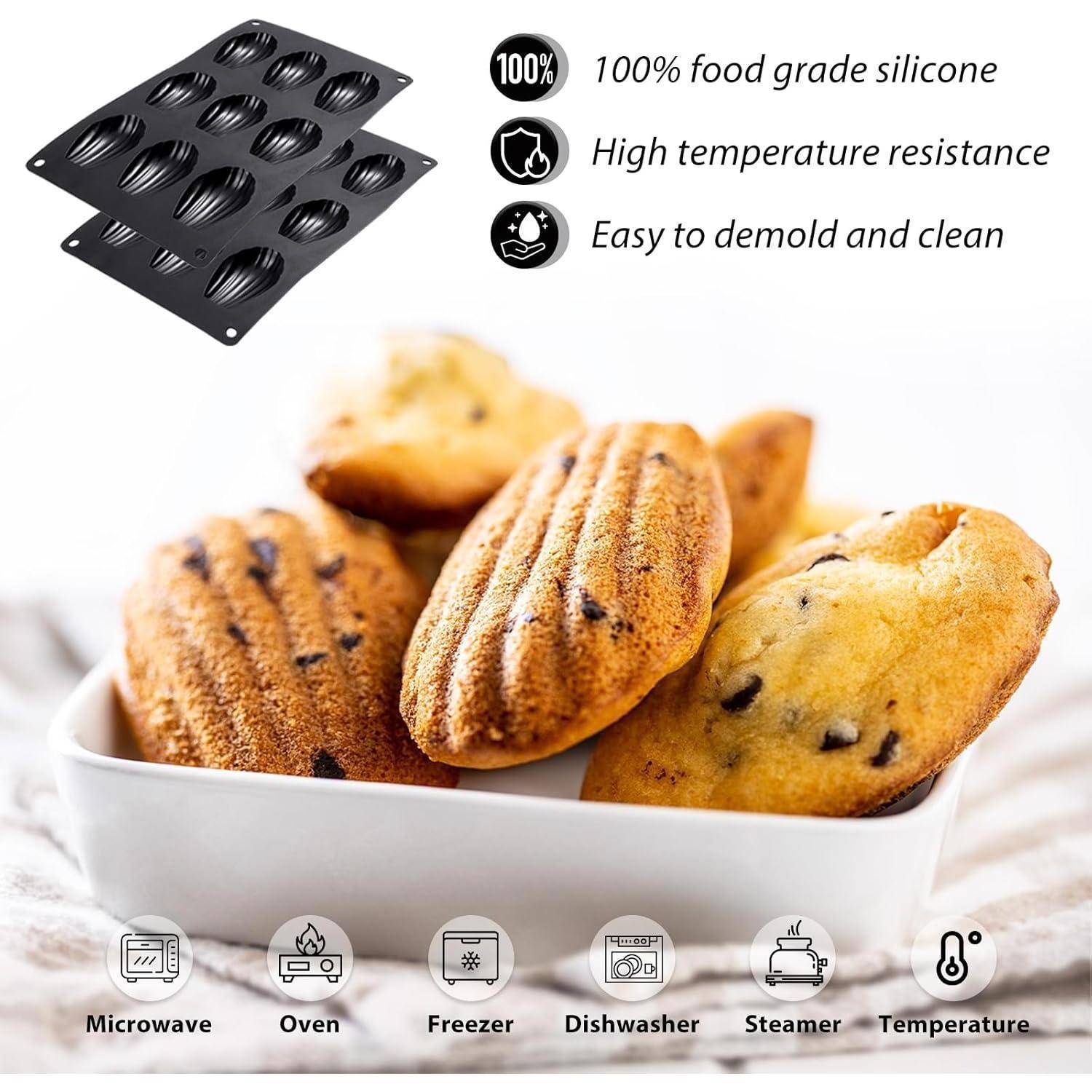 Madeleine Backformen Silikon 2 Stück schwarz 9 Mulden Grau