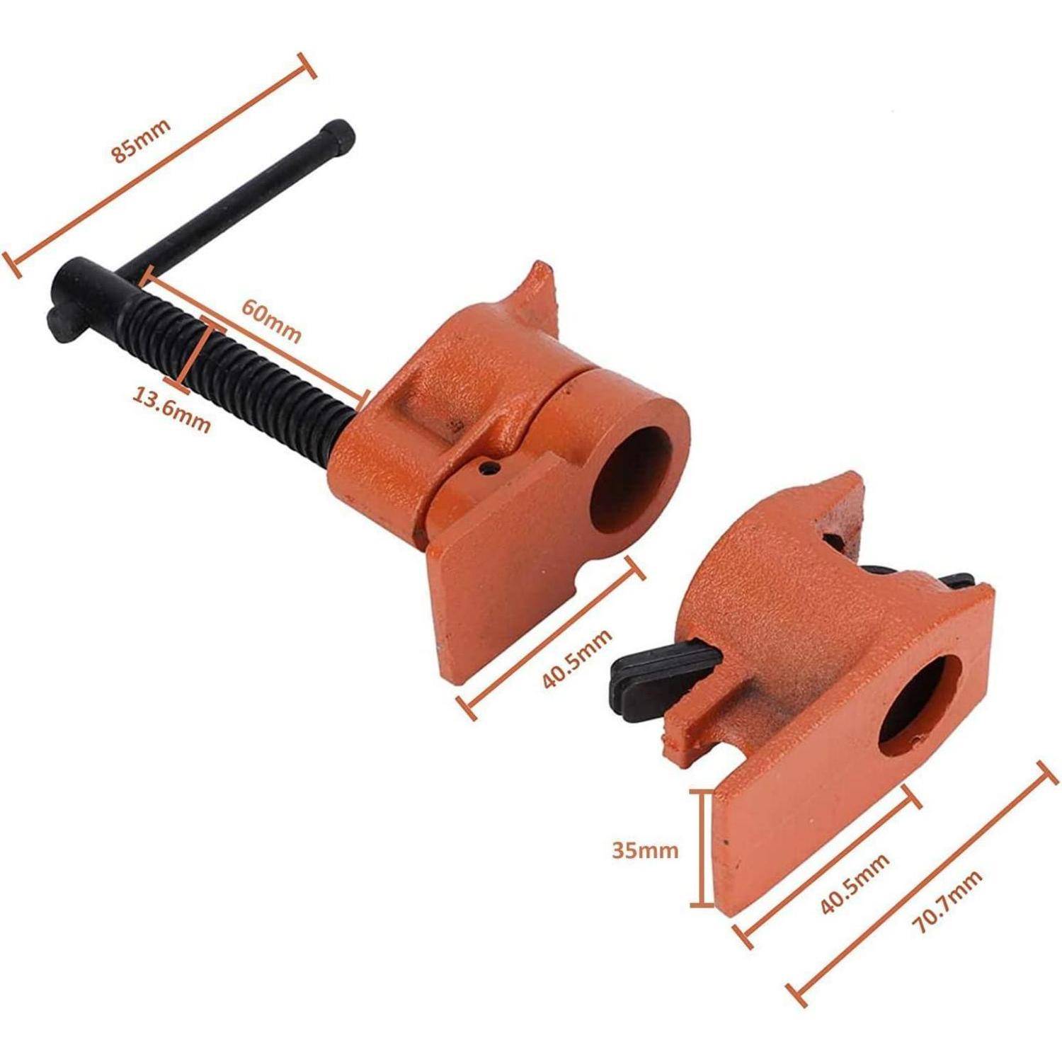 Rohrschraubzwingen Set Hülse Rohrschelle Holzrohre Clamps 1