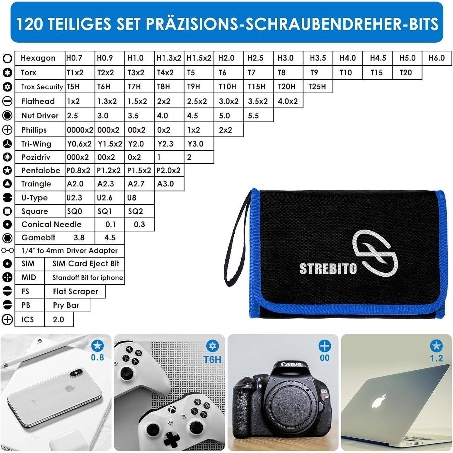 Präzisionsschraubendreher 142teilig 120Bits Smartphone Laptop Blau