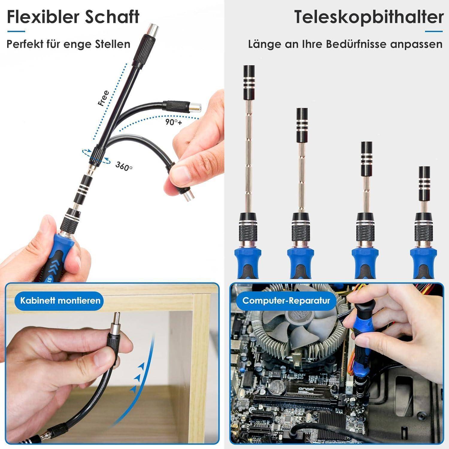 Präzisionsschraubendreher 142teilig 120Bits Smartphone Laptop Blau
