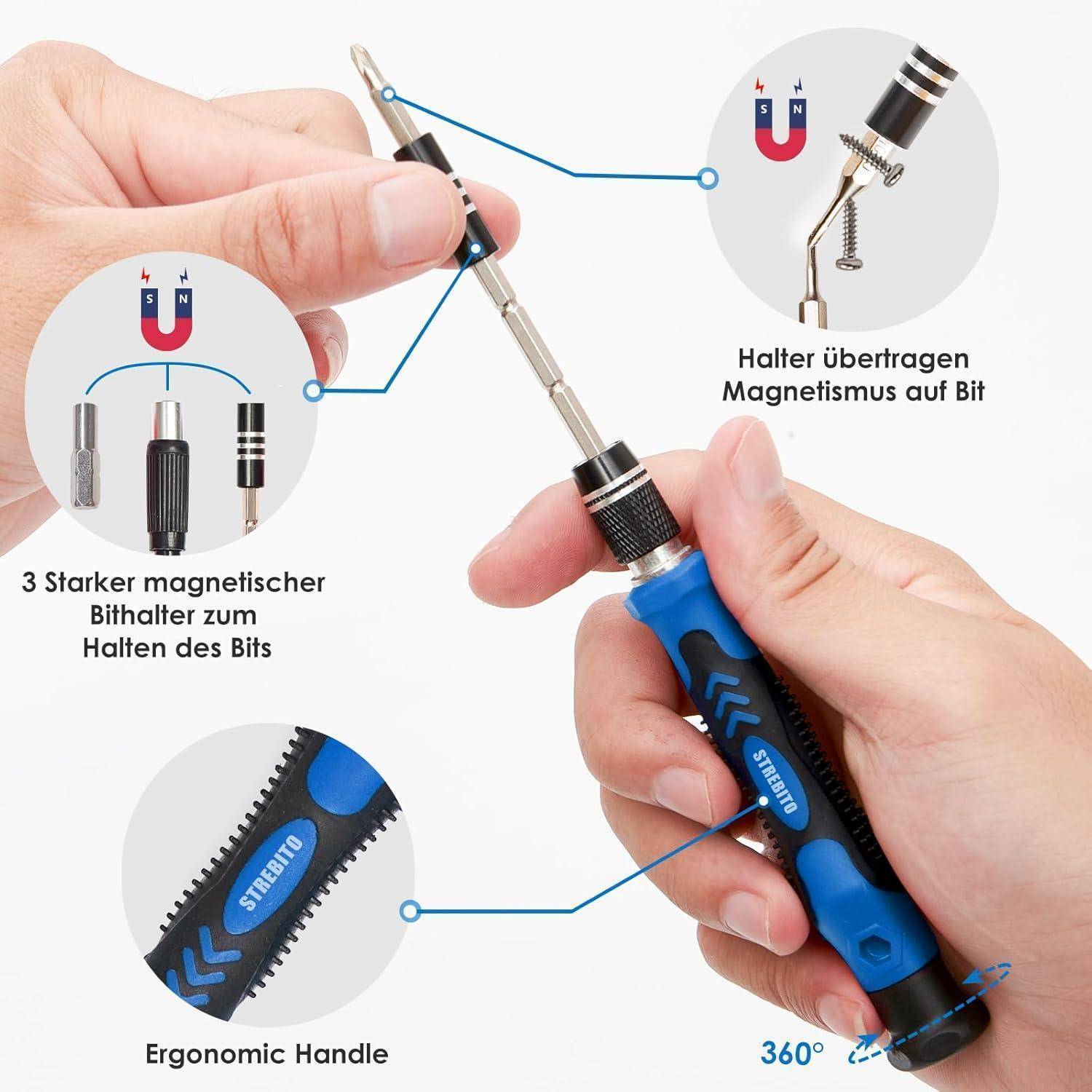 Präzisionsschraubendreher 142teilig 120Bits Smartphone Laptop Blau