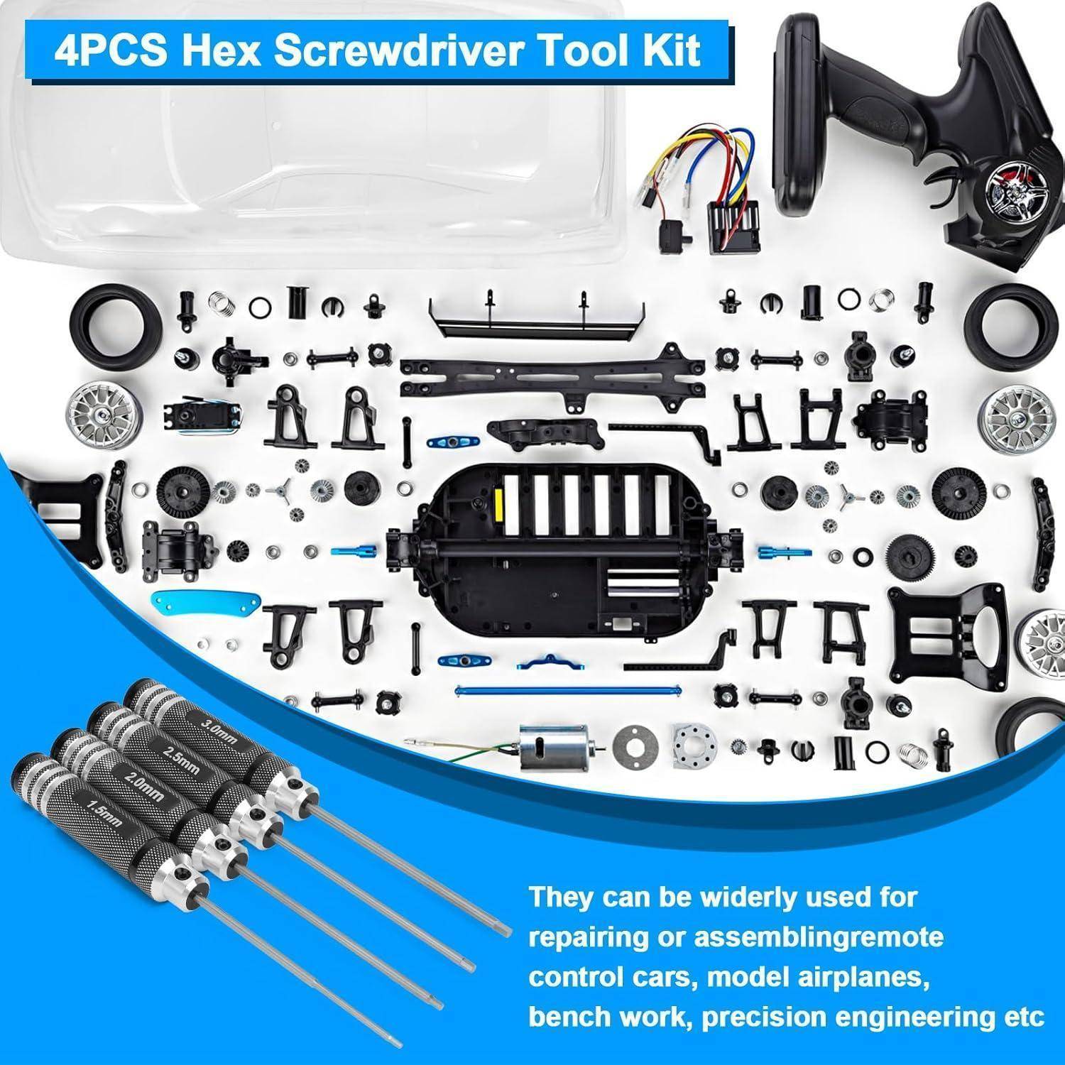Schraubendreher Set Sechskant RC 1,5mm 2mm 4-teiliger Schraubendreher