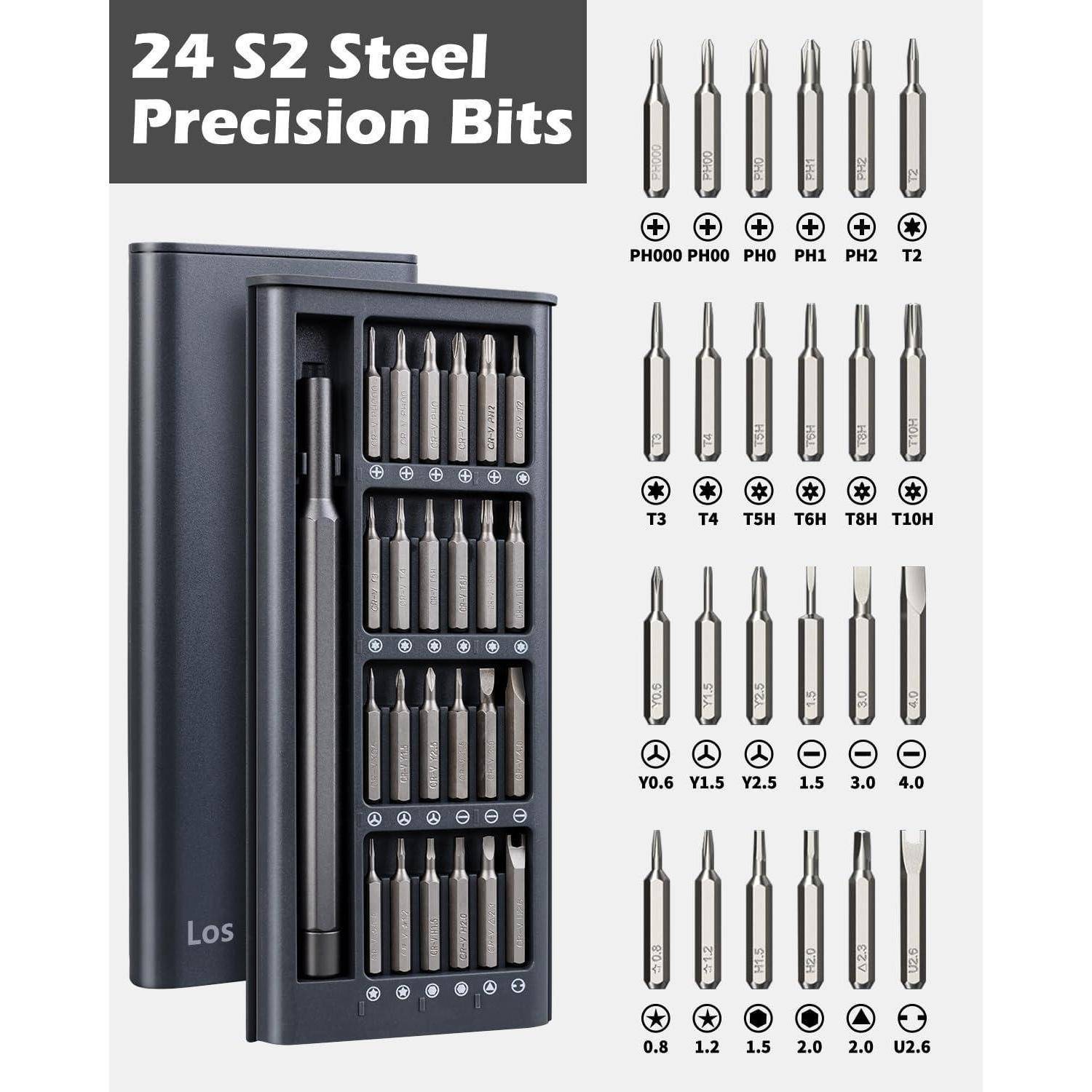 Schraubendreher Set Feinmechanik Mini 24 S2 Bits 25 In1 Grau