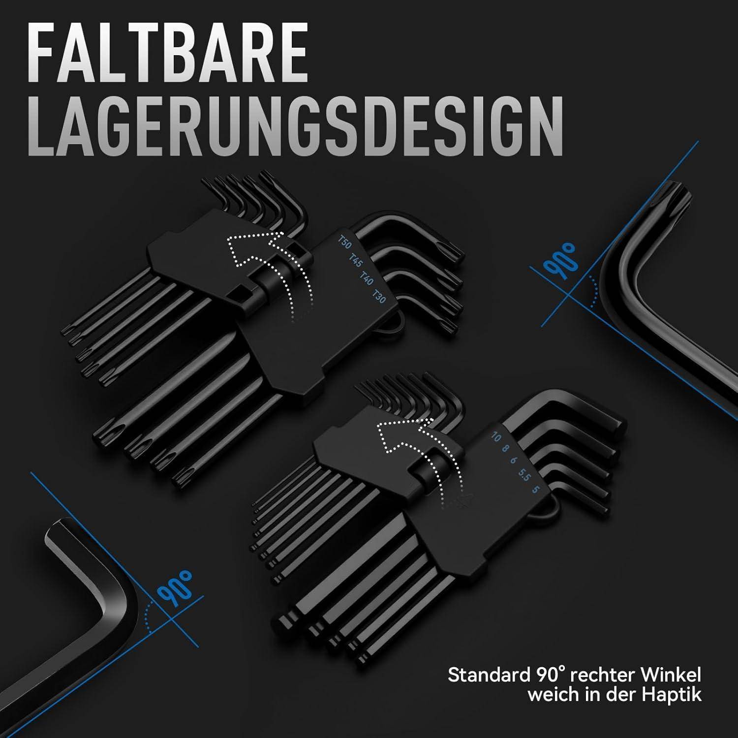Innensechskant Schlüsselset Kugelkopf Lang Torx T10 T50 22PCS