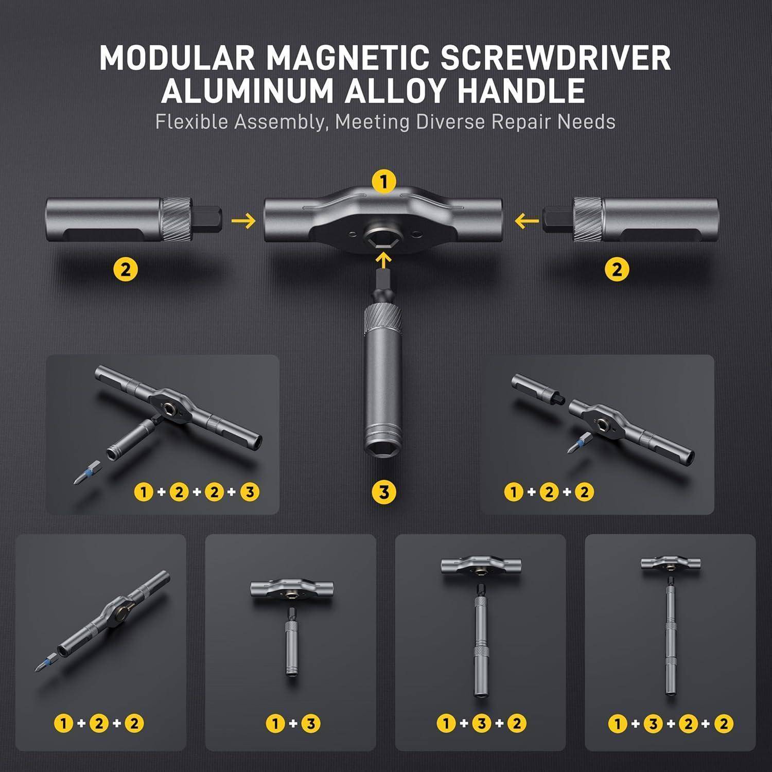 Modularer Magnetischer Schraubendreher mit Aluminiumlegierungsgriff