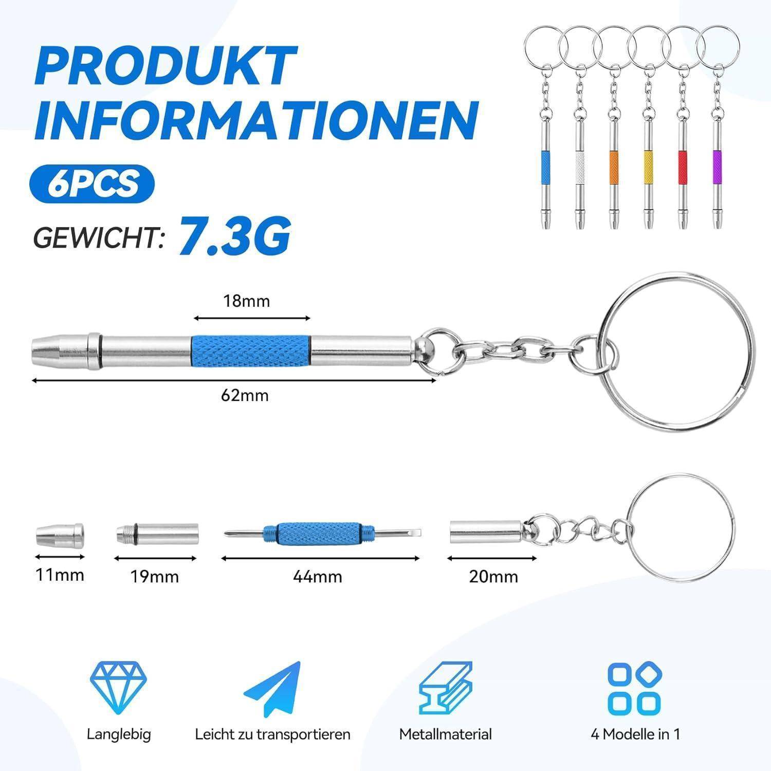 Schraubenzieher Mini Set 4in1 Edelstahl Brillen Uhren 6