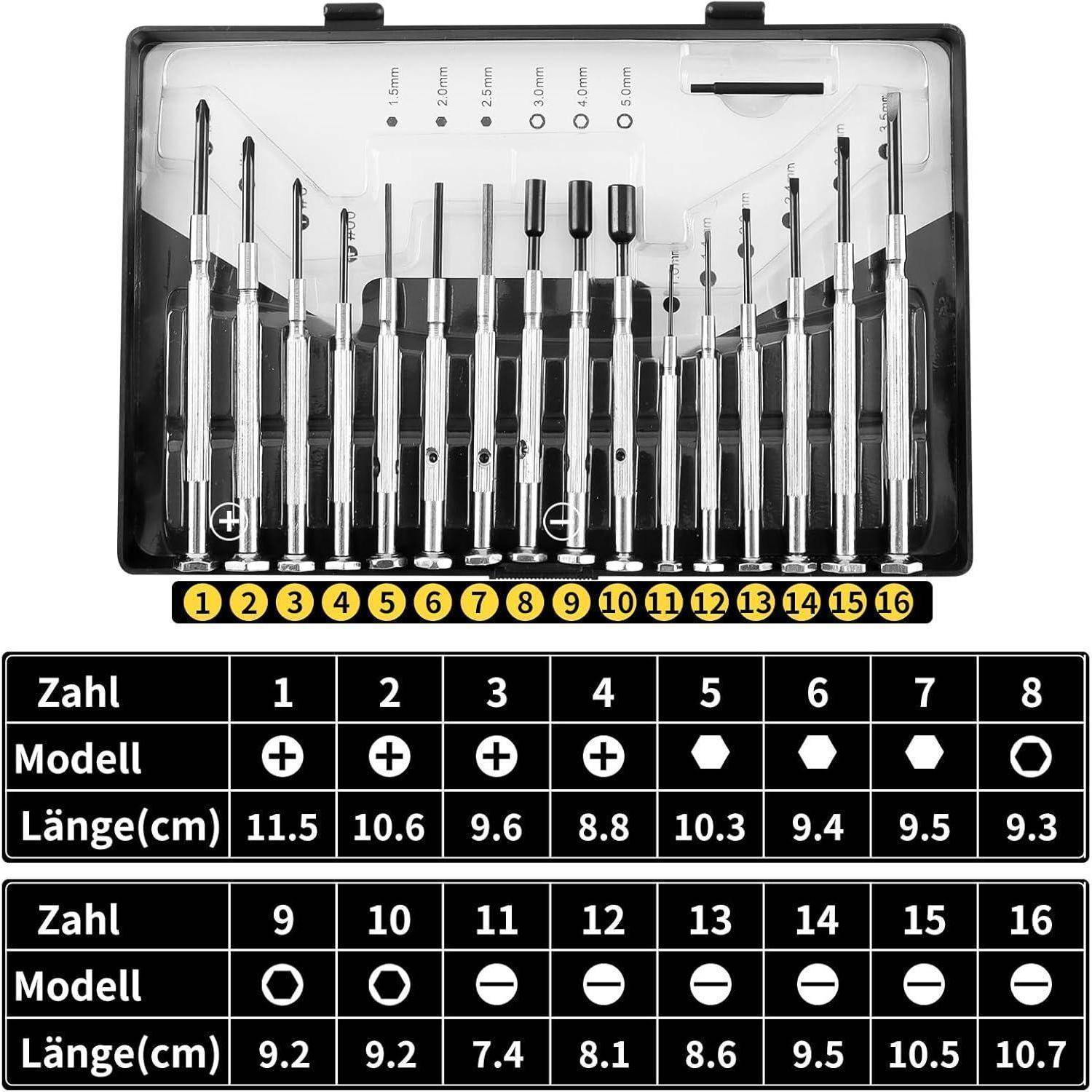 Schraubendreher Präzisions Uhrmacher Feinmechaniker 17 17 teiliges Set