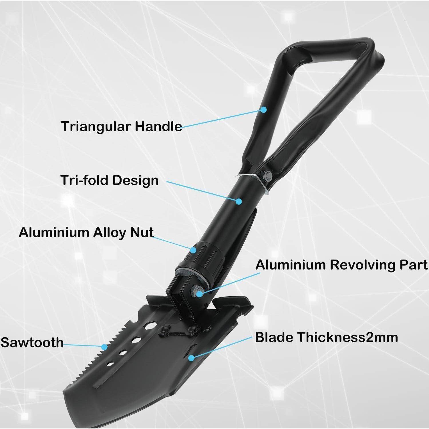 Klappspaten 58cm Kohlenstoffstahl Camping Schaufel Schneeschieber