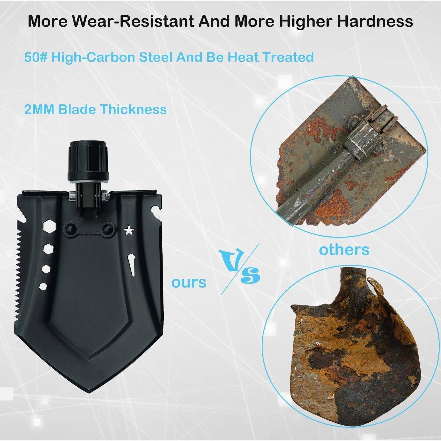 Klappspaten 58cm Kohlenstoffstahl Camping Schaufel Schneeschieber