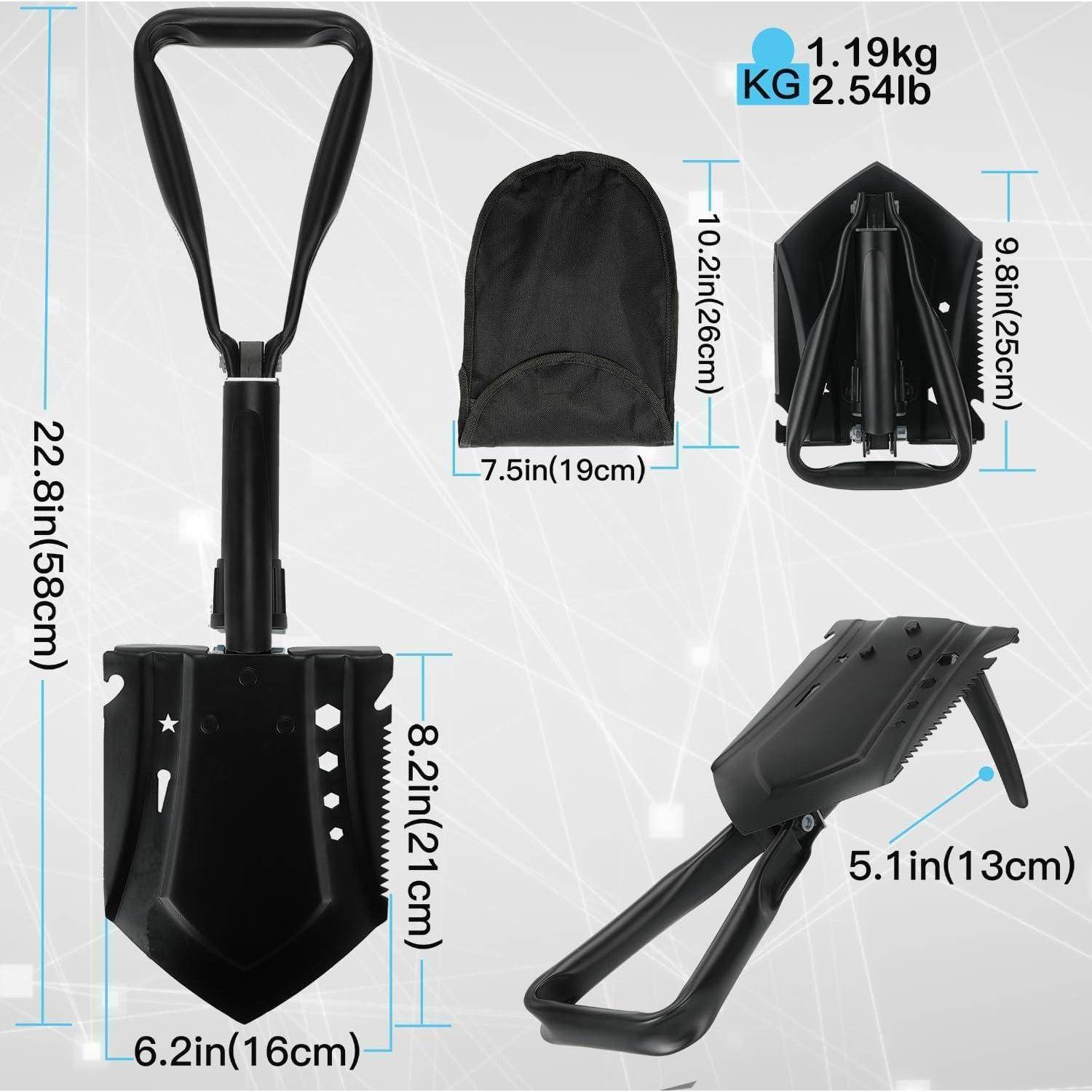 Klappspaten 58cm Kohlenstoffstahl Camping Schaufel Schneeschieber