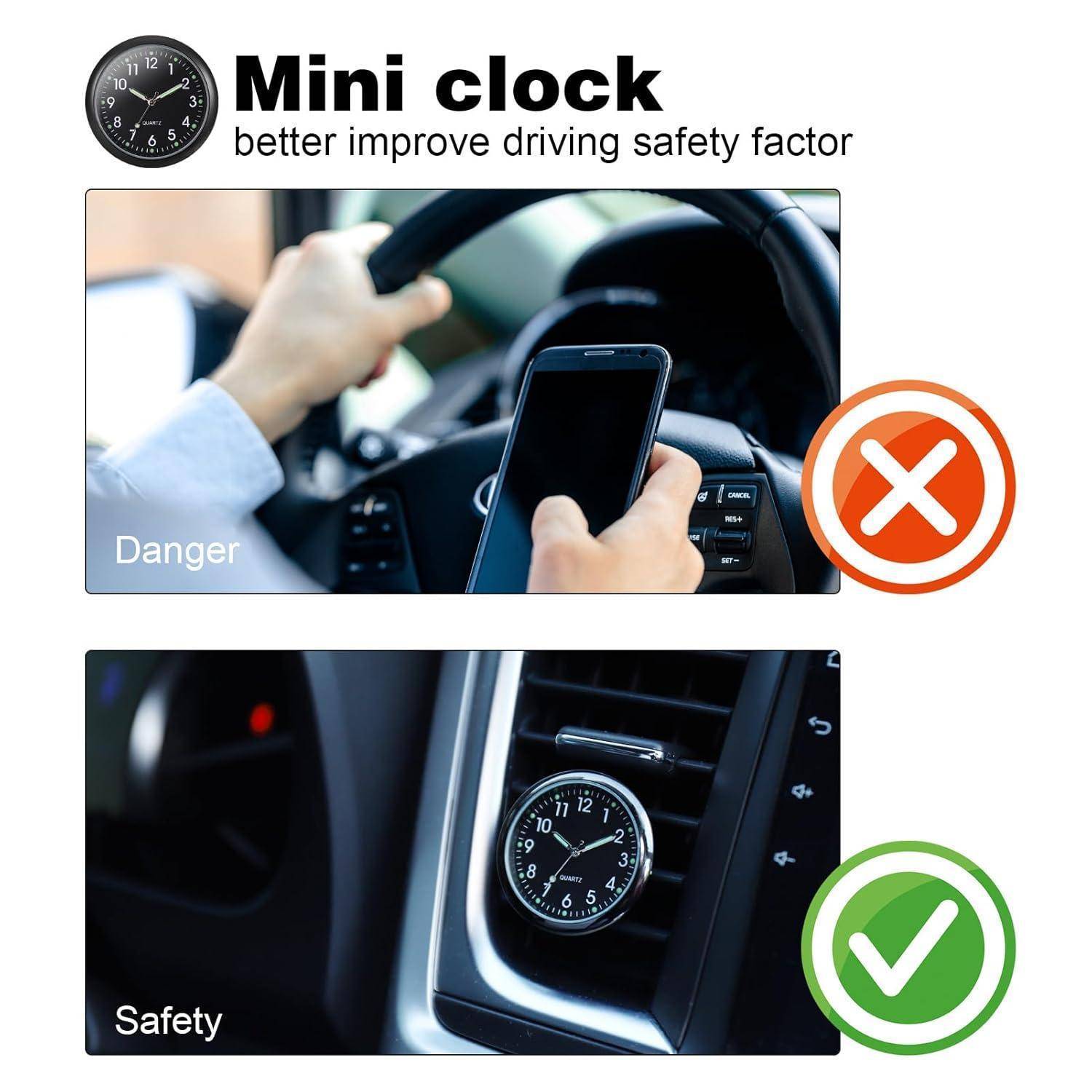 Mini Auto Armaturenbrett Uhr Quartz Analogue Air Vent Clip Uhr Schwarz