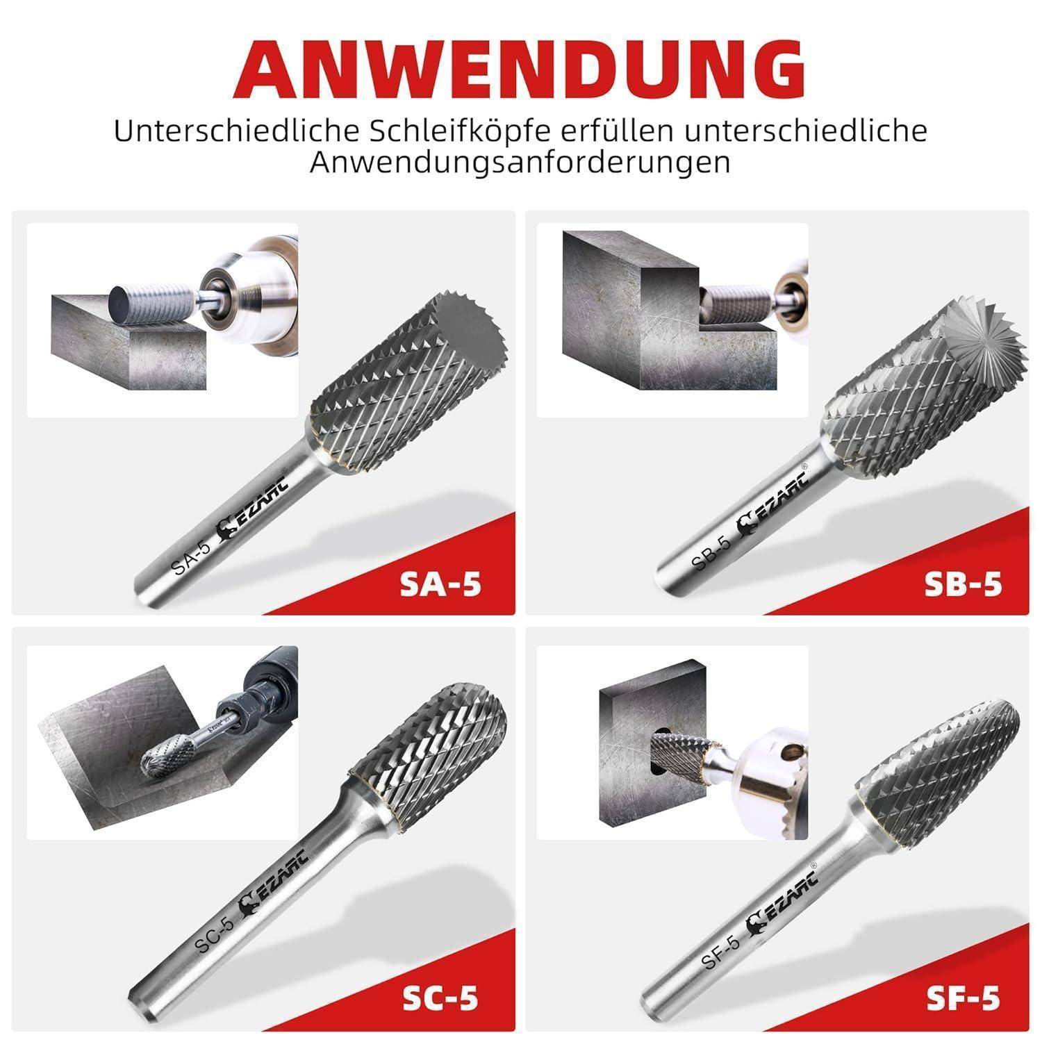 Hartmetall Frässtifte Doppelschnitt Zylinderendschnitt 1/4-Zoll Schaft