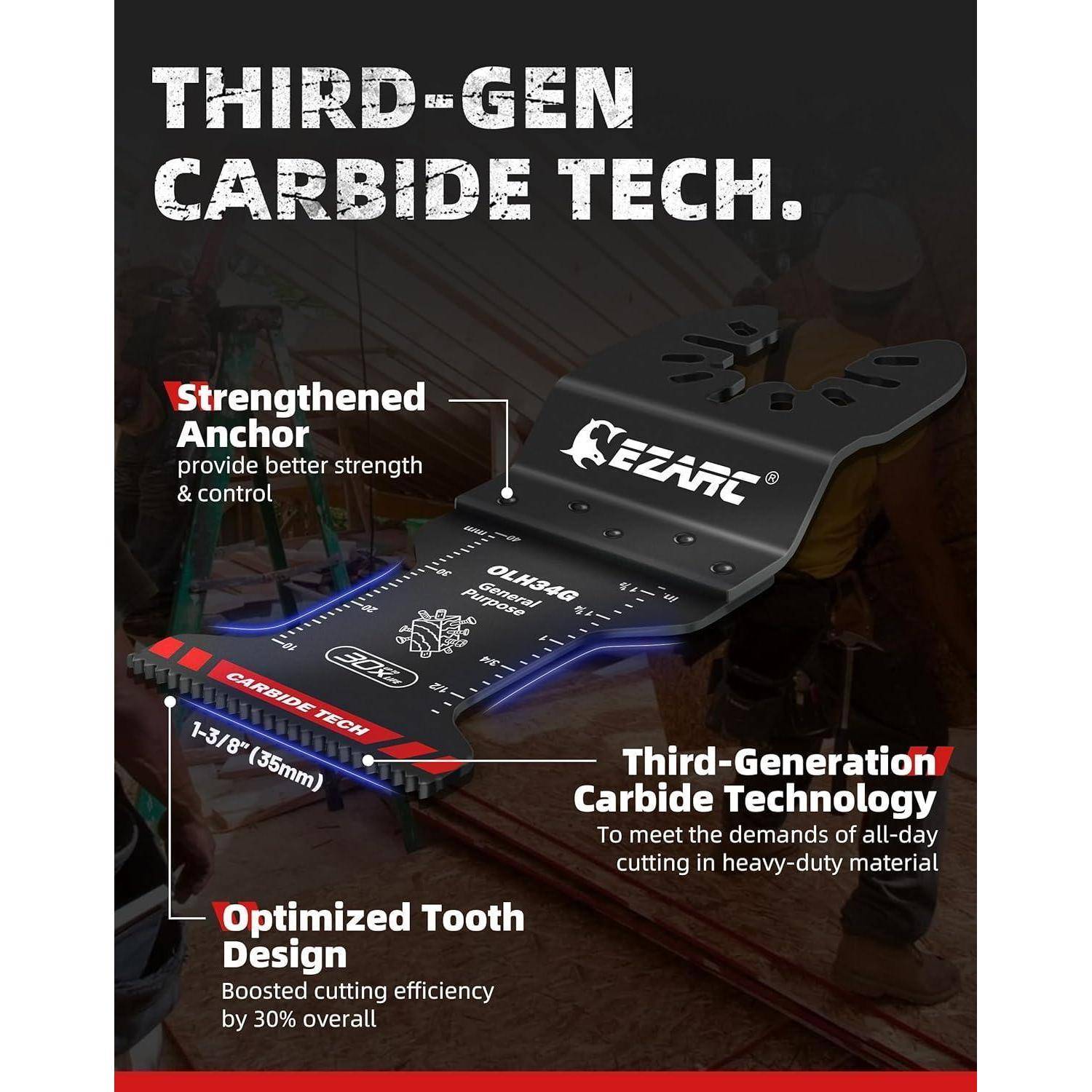 EZARC Hartmetall Multitool Sägeblätter 3tlg Carbide Allzweck für
