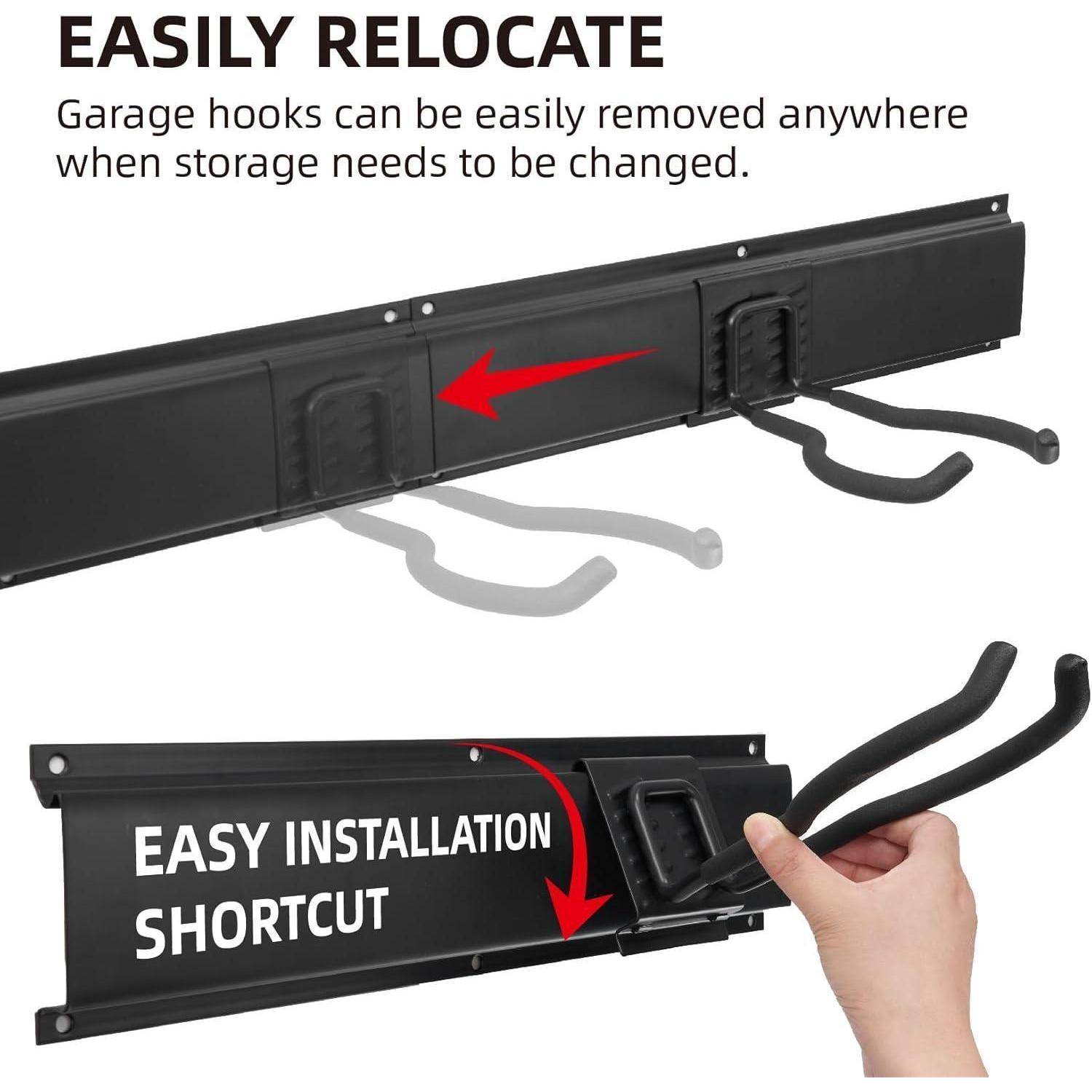 Garage Tool Management Wandregal mit 9 verstellbaren Haken 48 Zoll