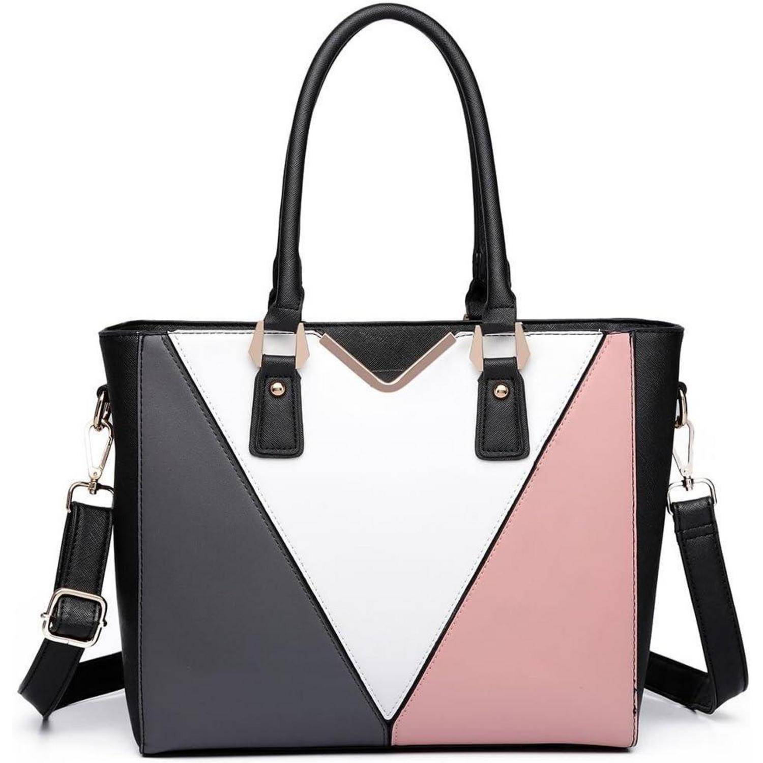 Damen Handtasche Schultertasche Shopper V-Design Nude