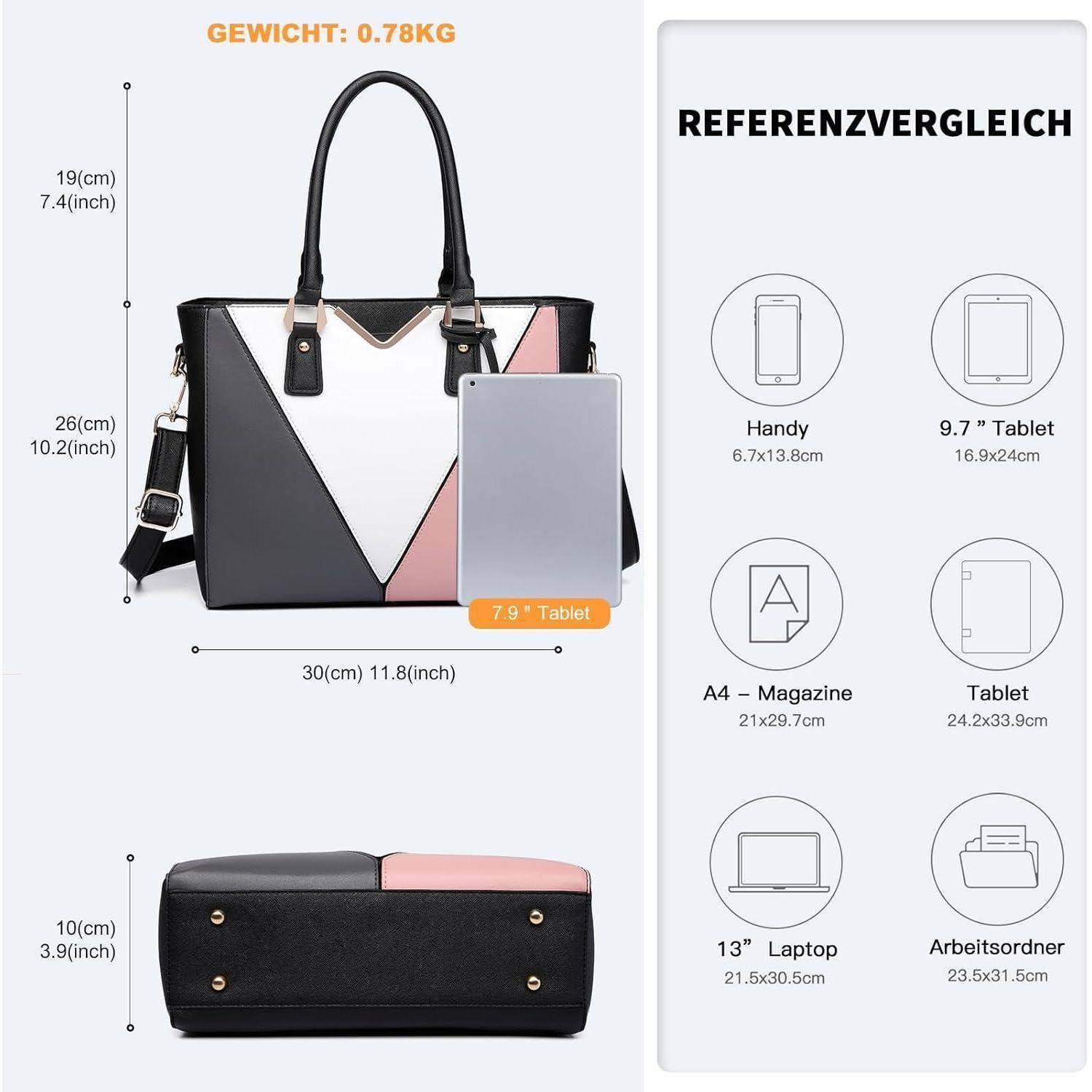Damen Handtasche Schultertasche Shopper V-Design Nude