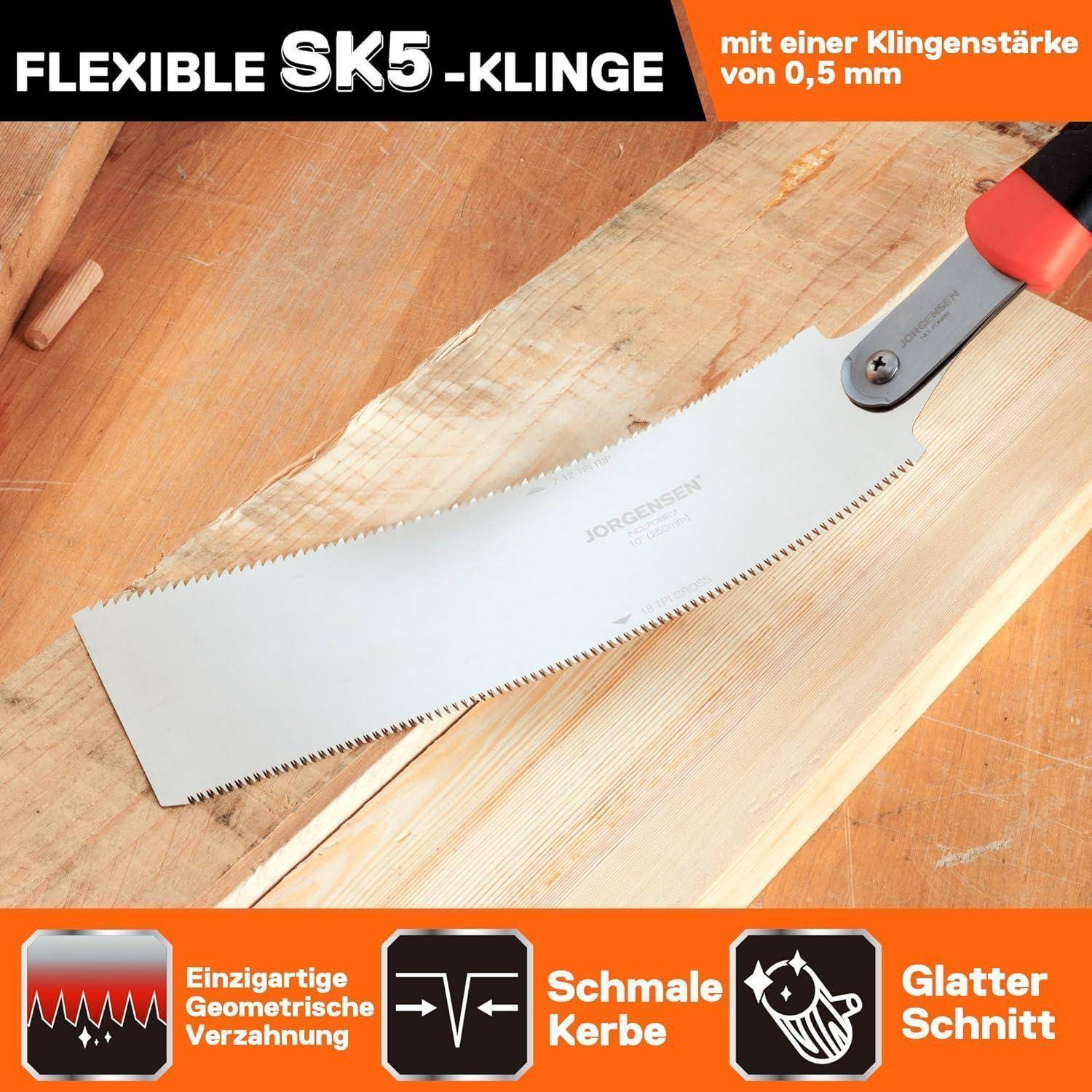 250mm Japansäge mit 0,5mm SK5 Klinge, doppelte Kante Handsäge