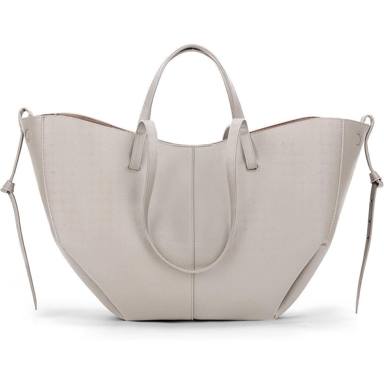 Elegante Große Tote Bag Kunstleder Handtasche Damen Grau Henkeltasche