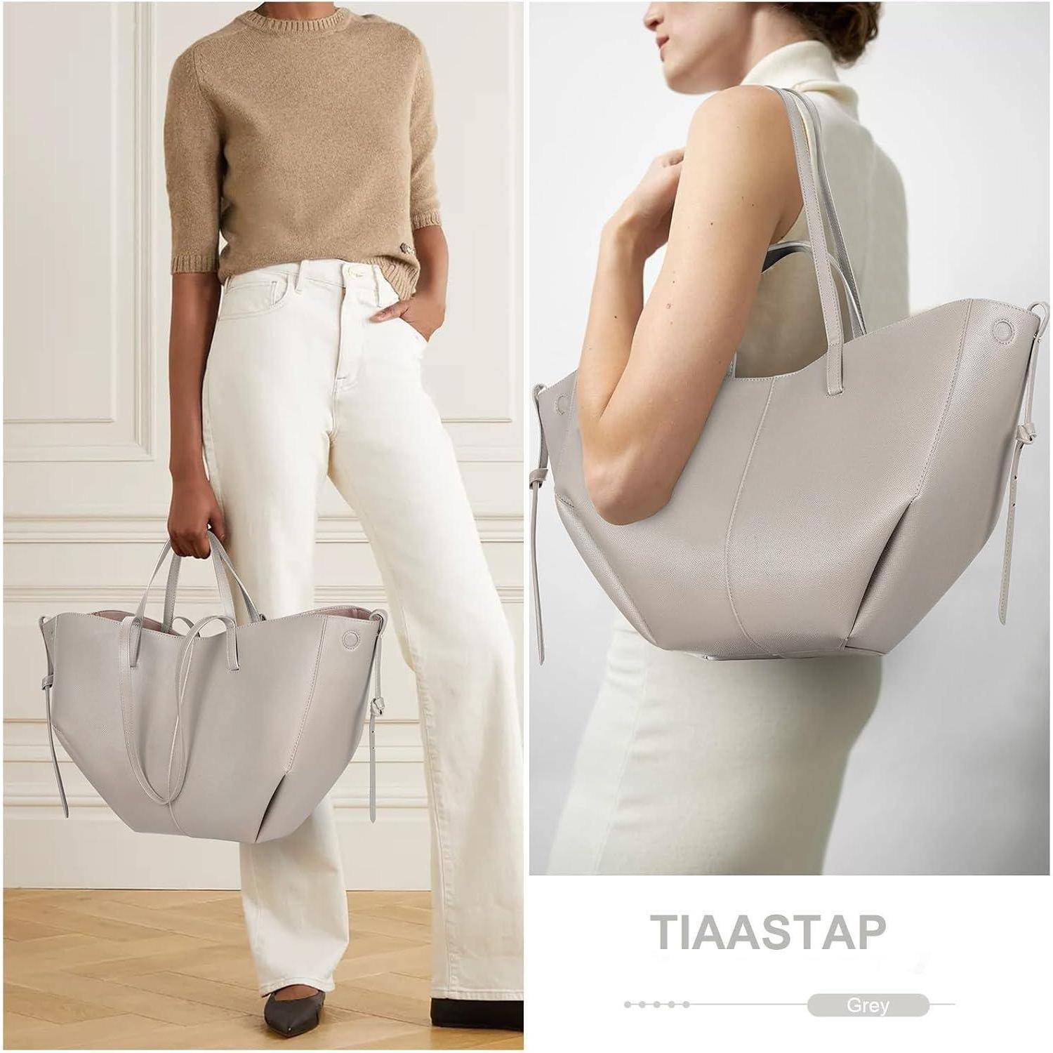 Elegante Große Tote Bag Kunstleder Handtasche Damen Grau Henkeltasche