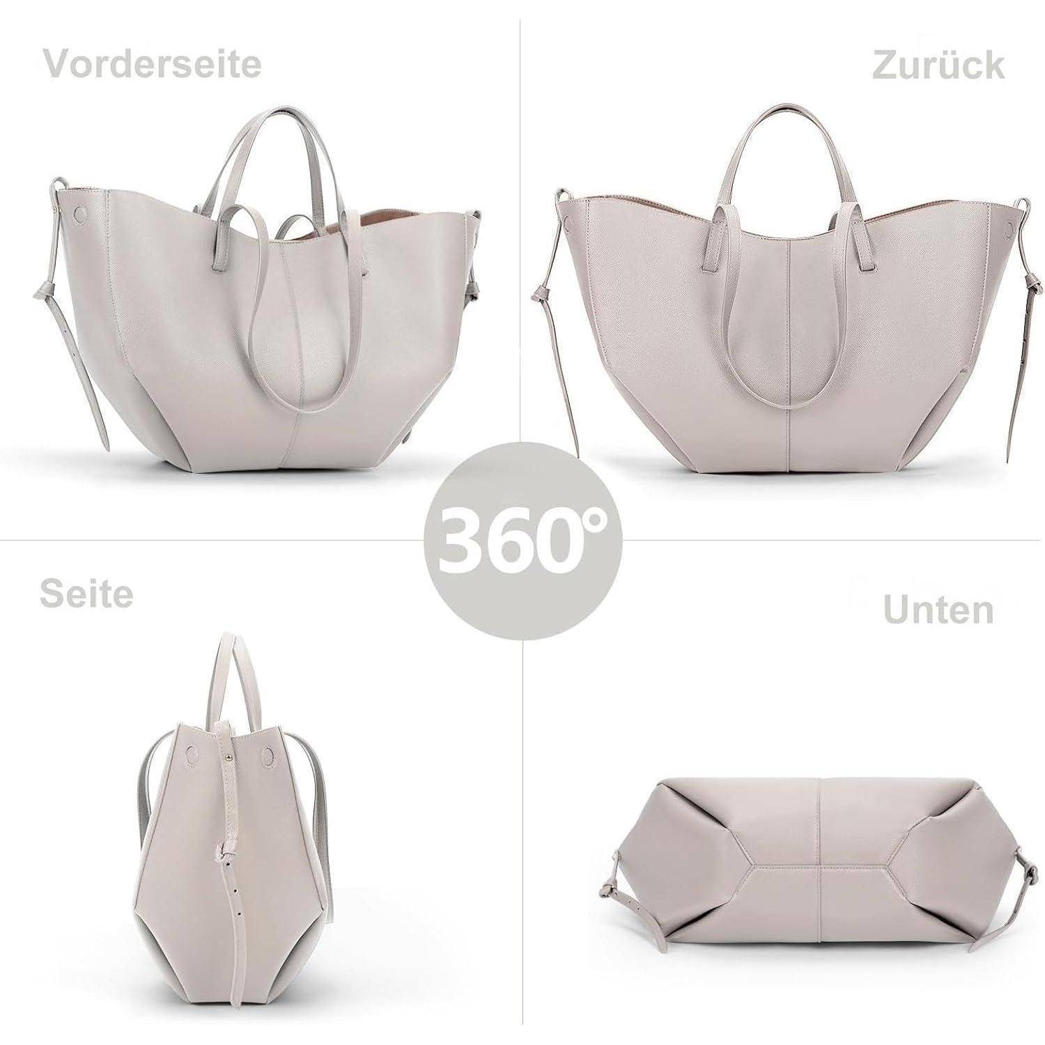 Elegante Große Tote Bag Kunstleder Handtasche Damen Grau Henkeltasche
