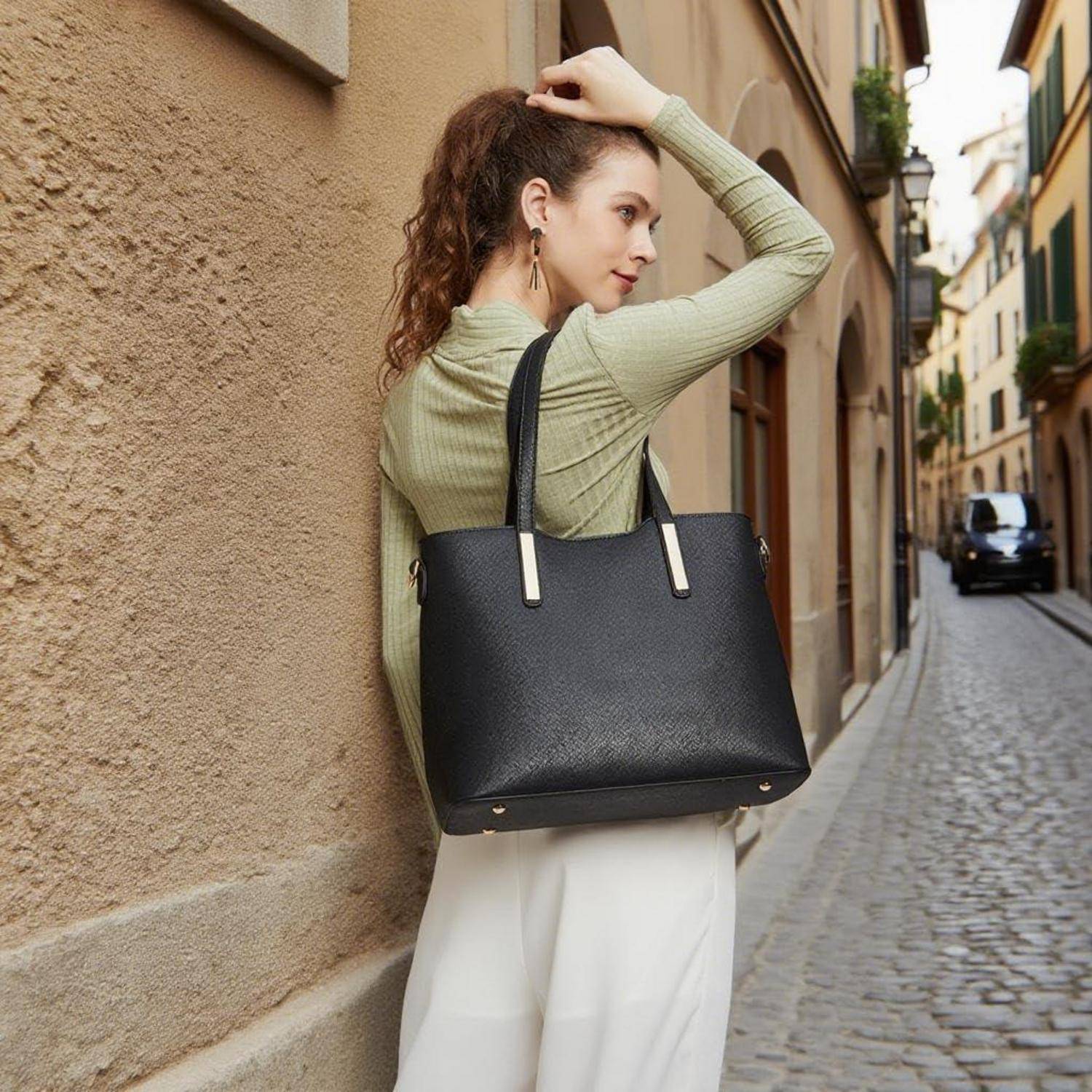 Damen Handtasche Set 3-teiliges Schultertaschen Tragetasche Tote Bag