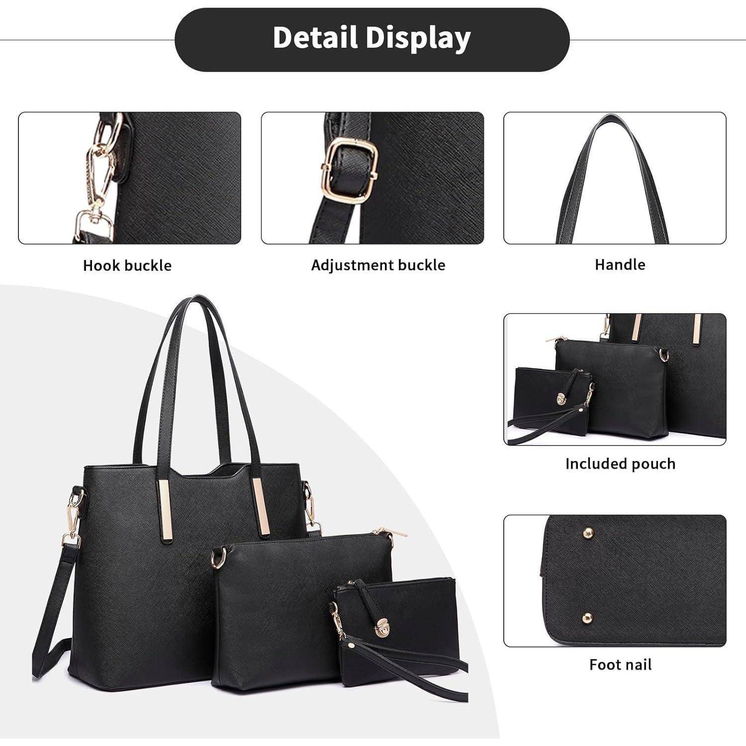 Damen Handtasche Set 3-teiliges Schultertaschen Tragetasche Tote Bag