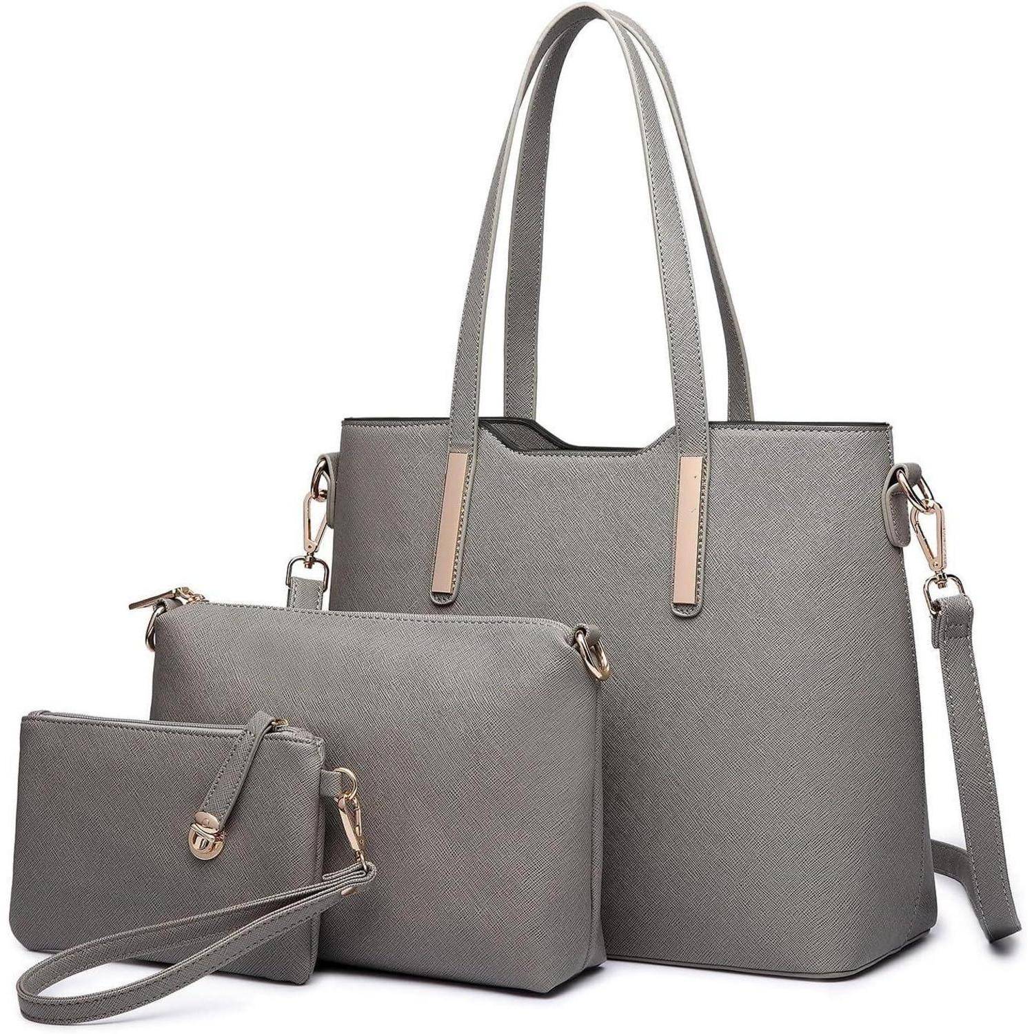 Damen Handtasche PU Leder Shopper 3-teiliges Set groß elegant