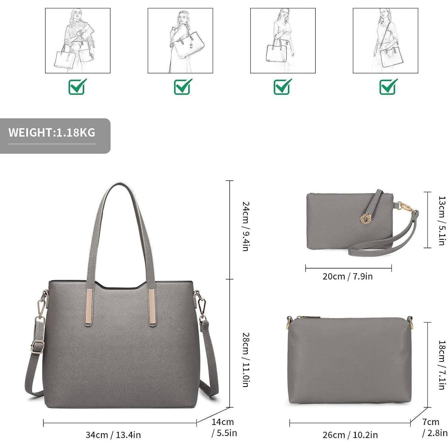 Damen Handtasche PU Leder Shopper 3-teiliges Set groß elegant