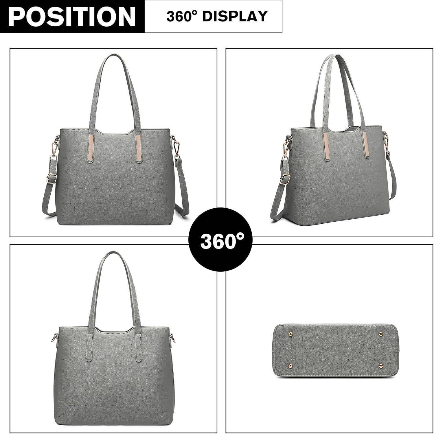 Damen Handtasche PU Leder Shopper 3-teiliges Set groß elegant