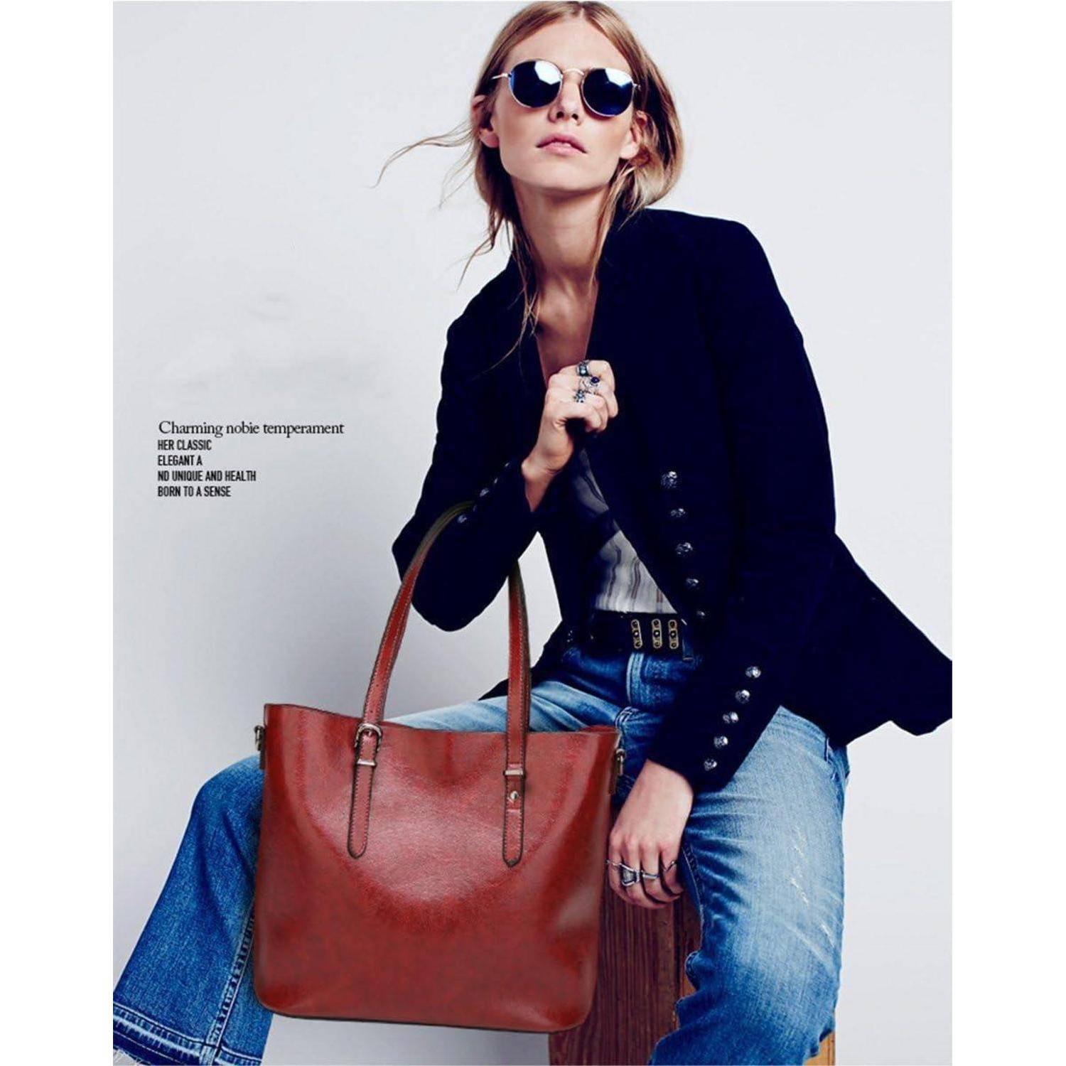 Damen Shopper Tasche Weinrot aus mit Schultergurt