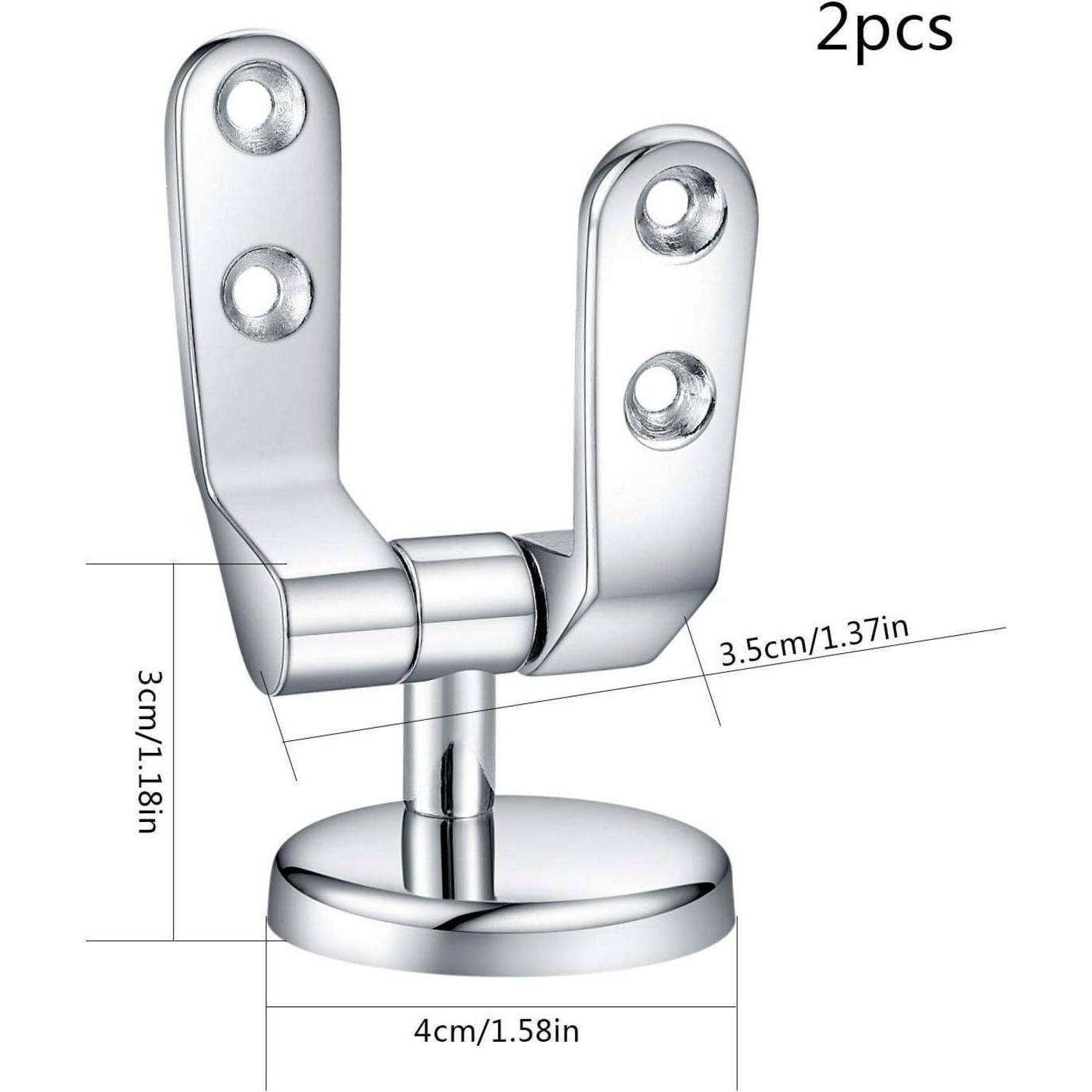 Ein verchromter Wandhaken mit Abmessungen: 3 cm Höhe, 3,5 cm Breite und einem Basisdurchmesser von 4 cm, mit der Kennzeichnung '2 Stück' oben rechts.