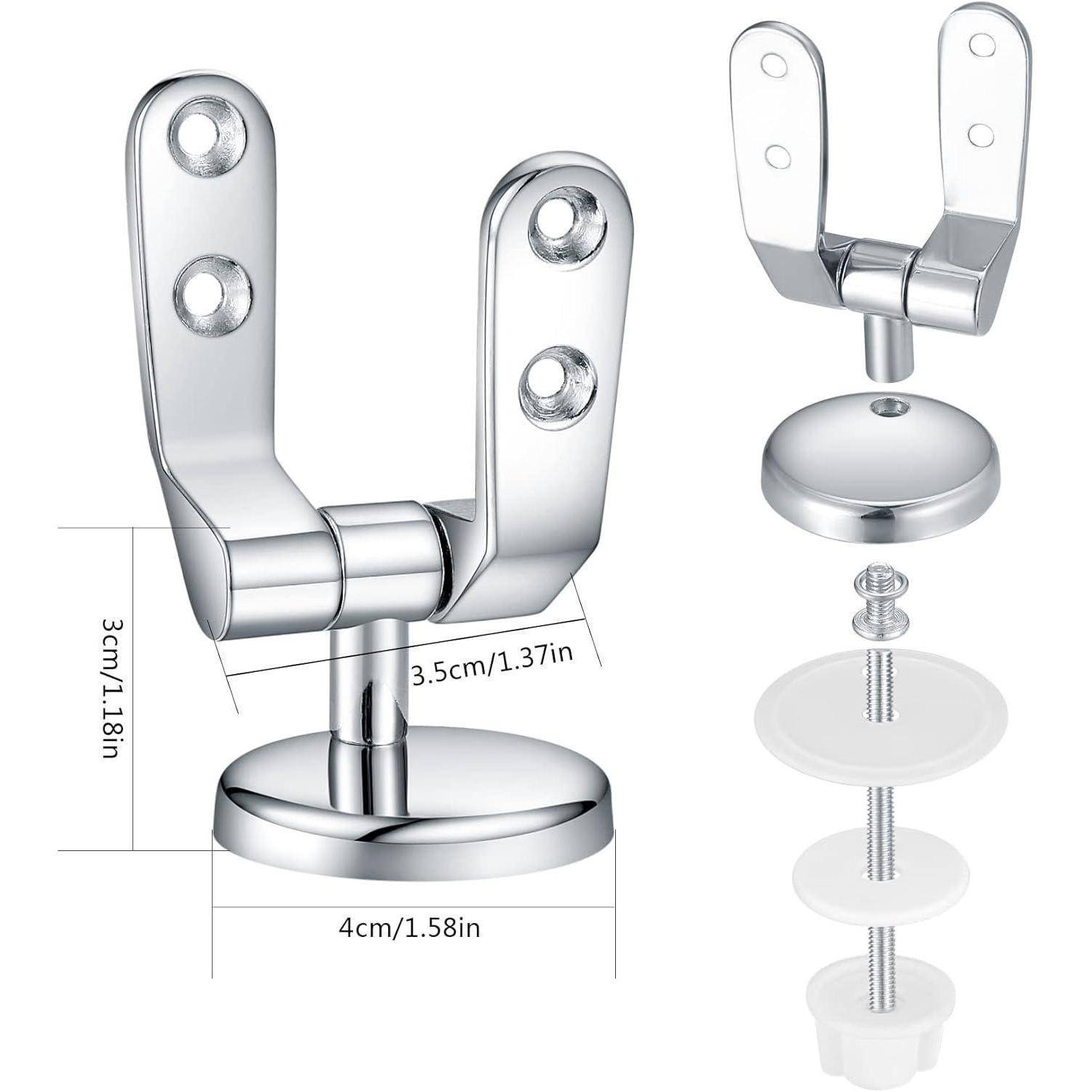 Ein verchromter Türstopper mit Maßen: 3 cm und 3,5 cm in Höhe/Länge. Er umfasst eine Basis, Befestigungsschrauben und Unterlegscheiben.
