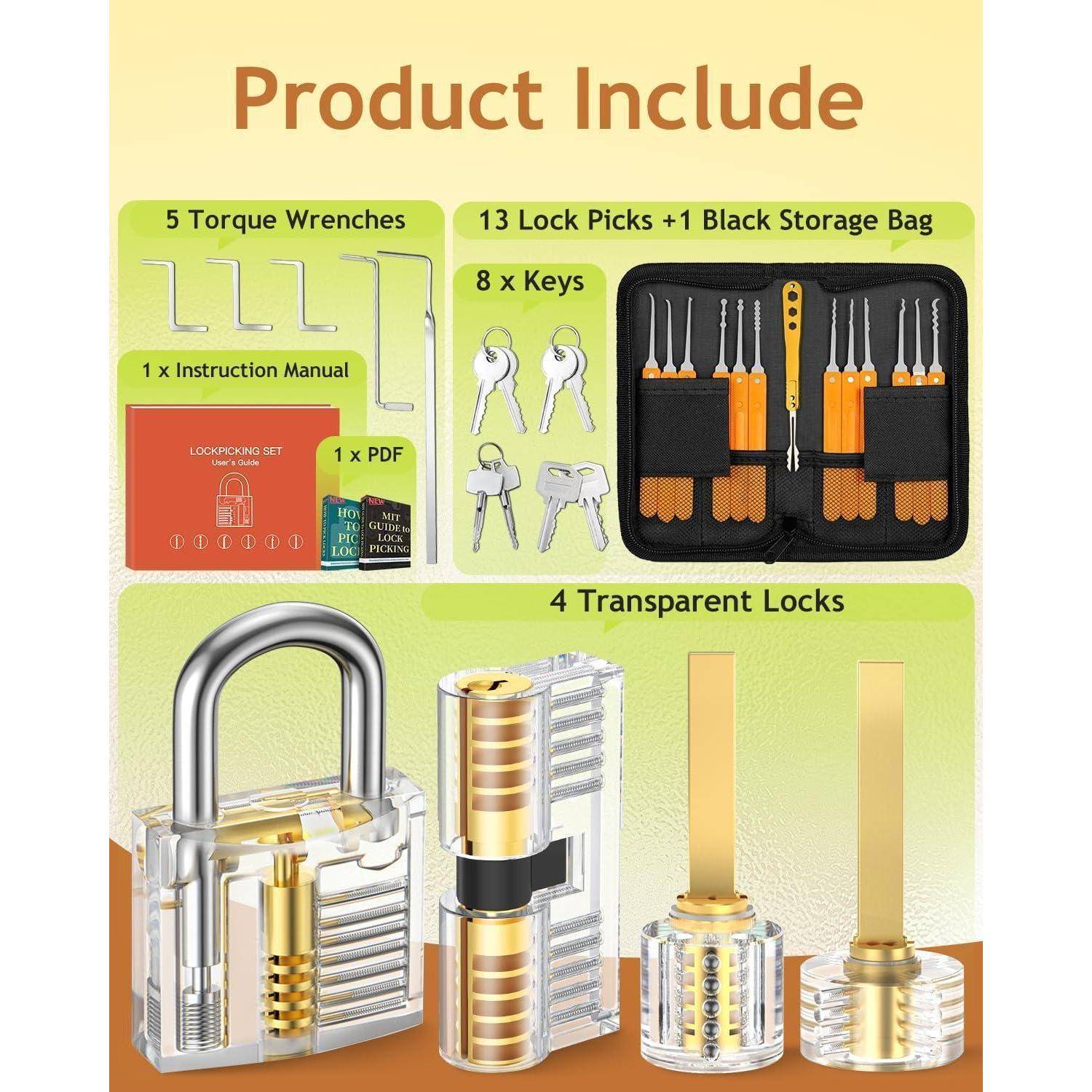 Lockpicking Set Dietrich 32 Stück Trainingsschlösser 32+4 Pcs