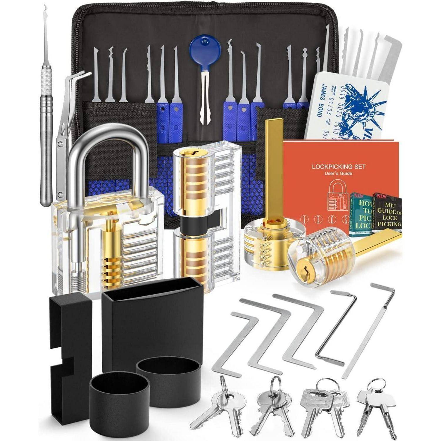 Lockpicking Set Dietrich Handbuch Schlösser Anfänger 2024 38+4 Stück