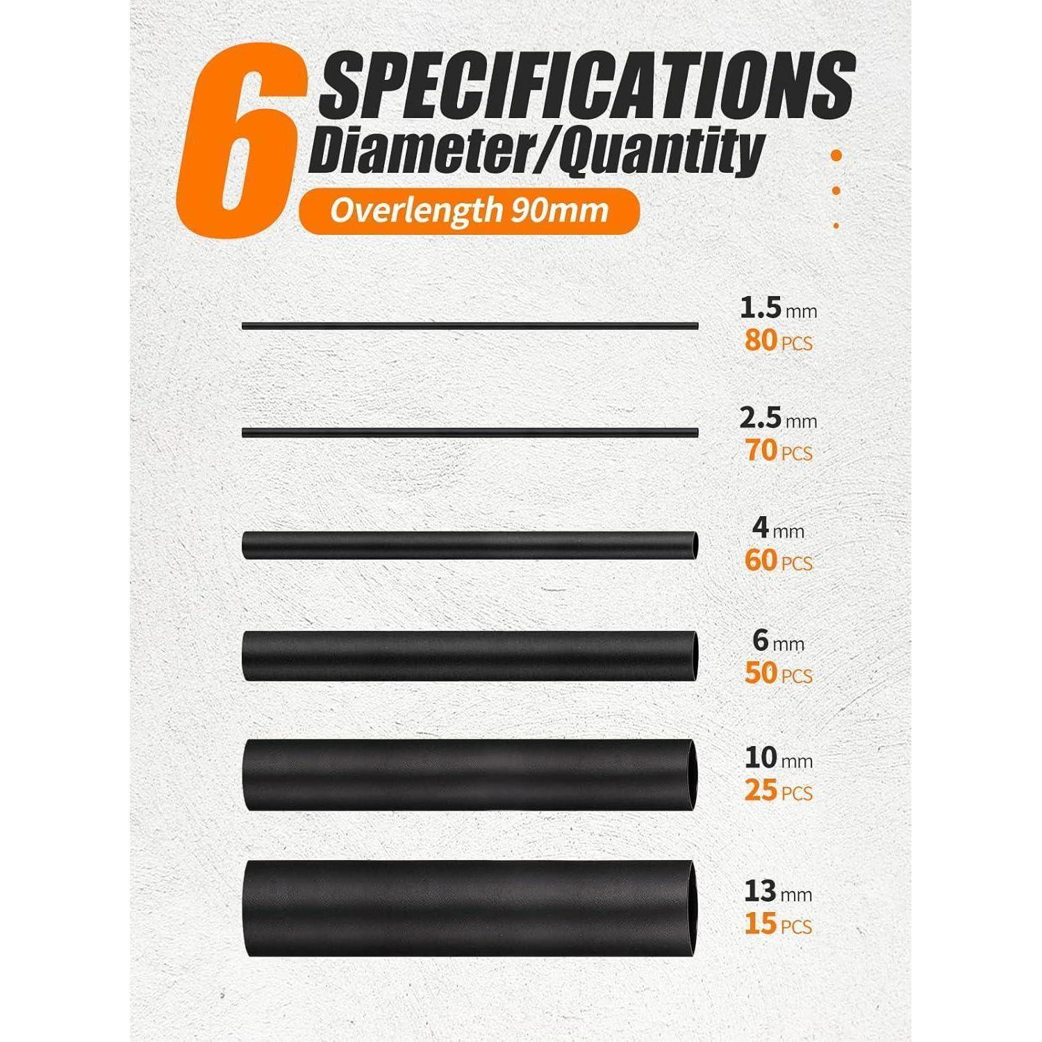Schrumpfschlauch Set 2zu1 Doppelwand Wasserdicht 300 Stück 90mm