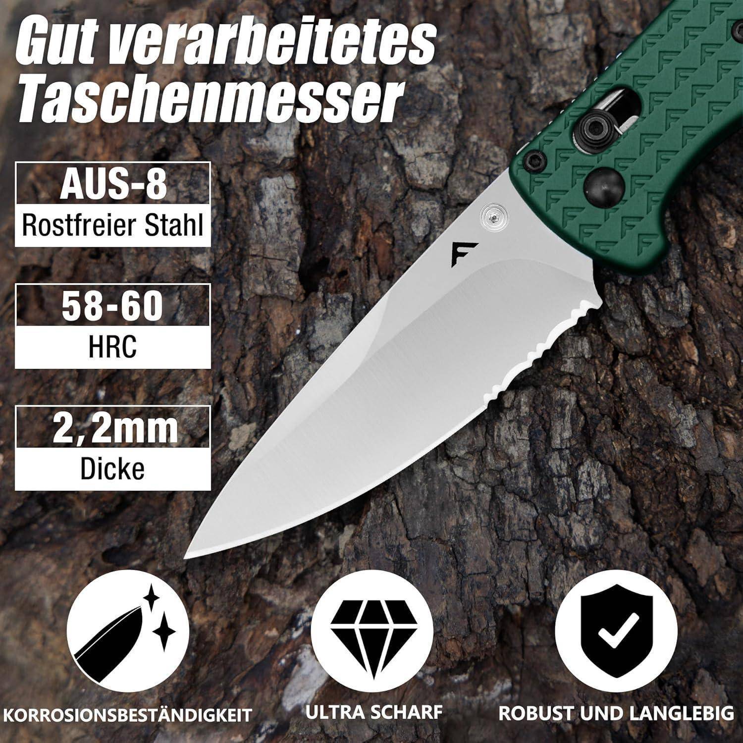 Taschenmesser Klappmesser AUS8 Edelstahl Taschenclip EDC Grün