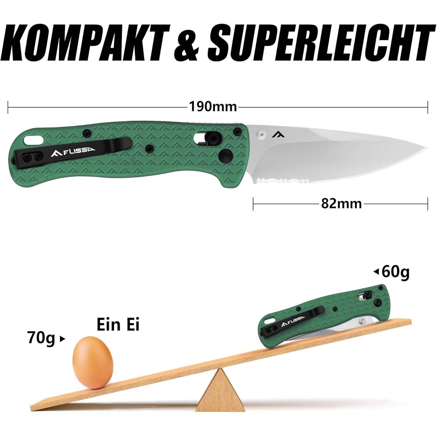 Taschenmesser Klappmesser AUS8 Edelstahl Taschenclip EDC Grün