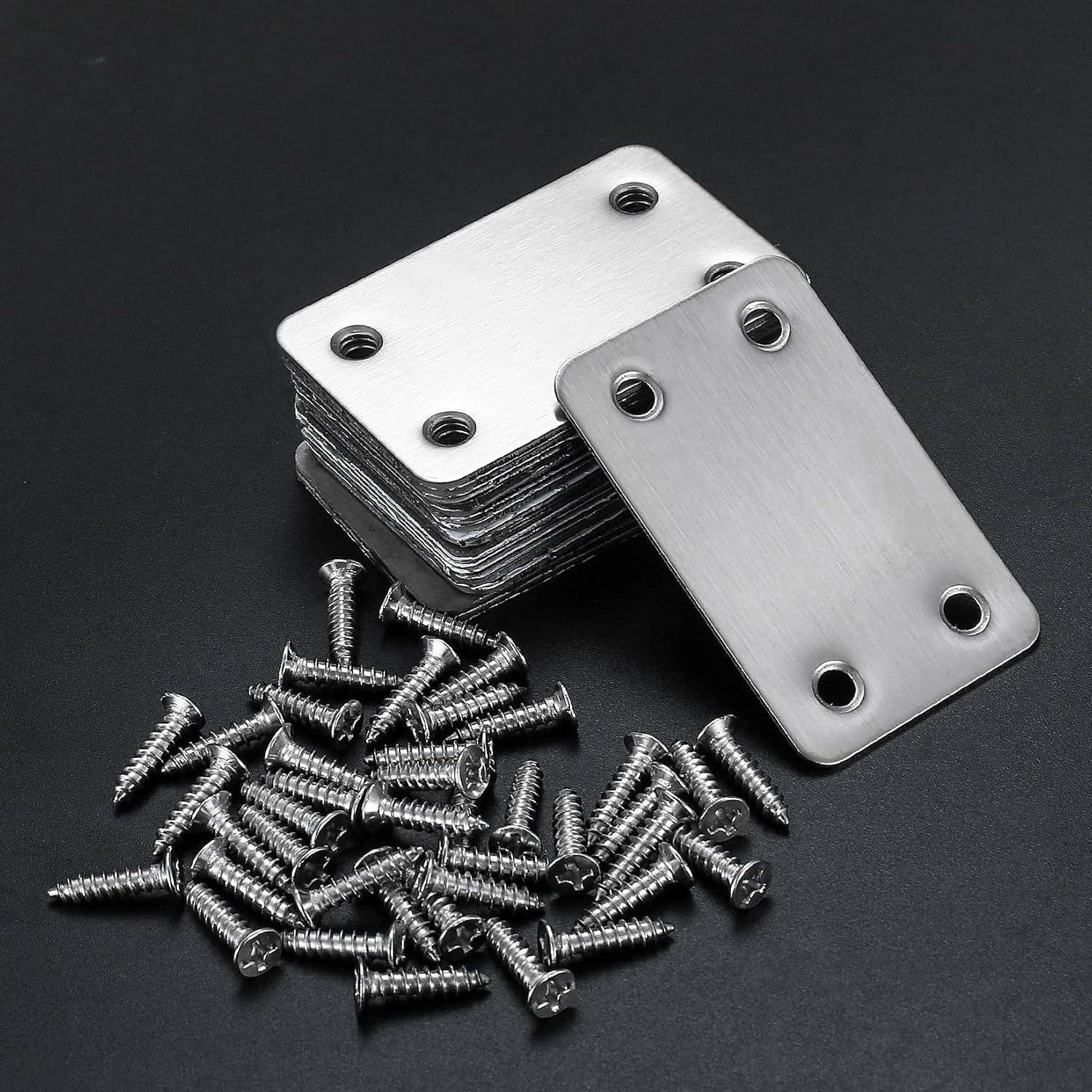 Flachverbinder 20 Stück Edelstahl 38x60 mm Holz Möbel Argent 60x38mm
