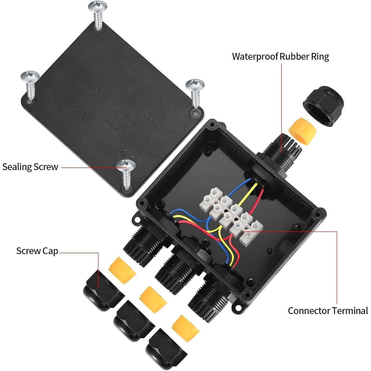 Anschlussdose IP68 wasserdicht Kabelverbinder Außenkabel 4 Wege