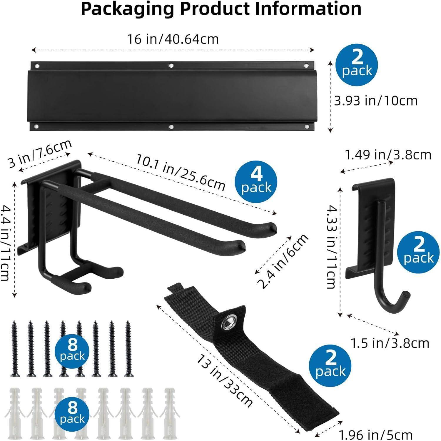 Wandhalter Werkzeug Aufhänger Gartengeräte 32 Zoll 2 Panel und 6 Haken