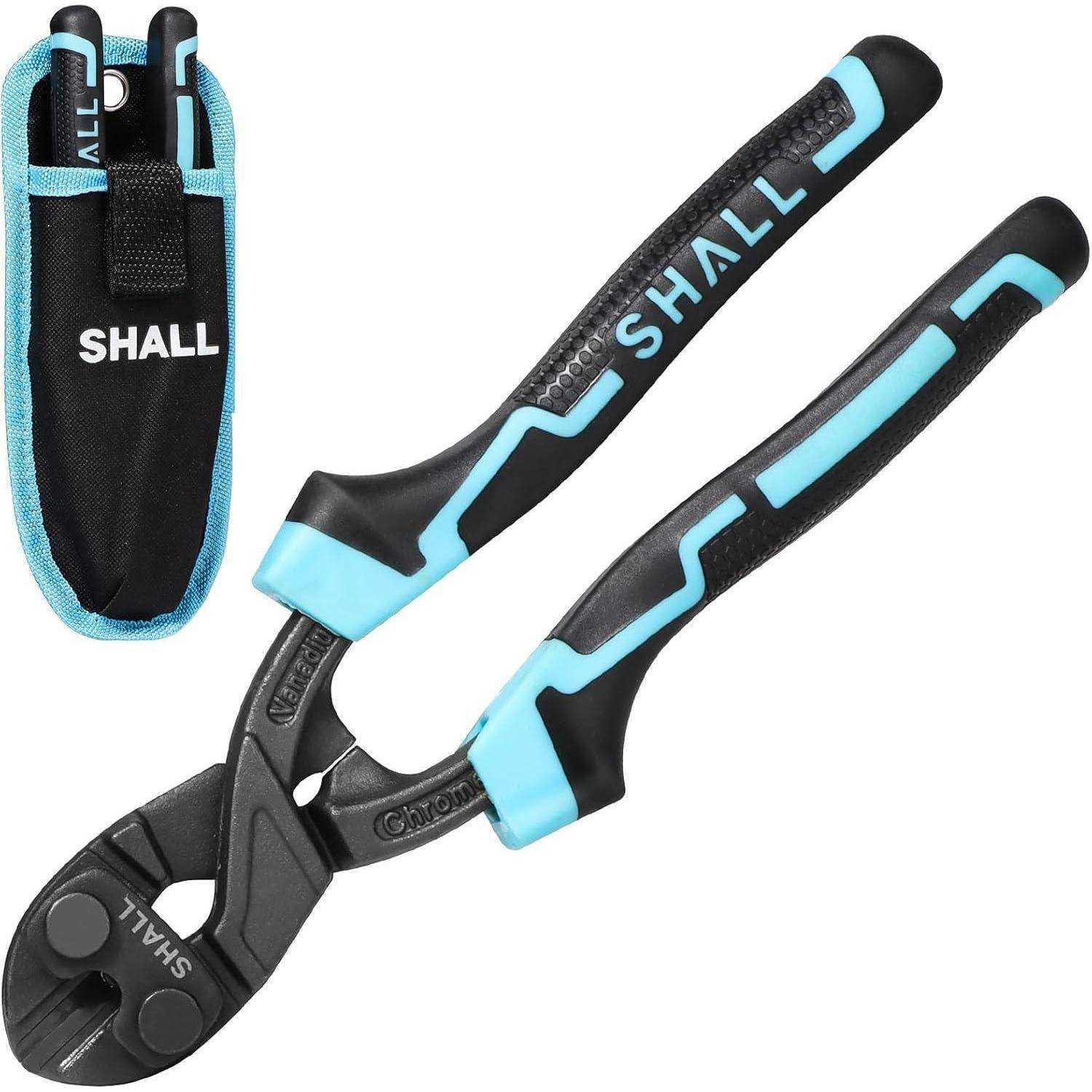 Blauer und schwarzer Kabelschneider mit ergonomischen Griffen, mit der Aufschrift 
